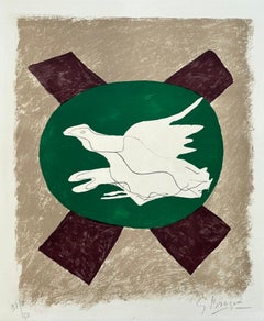 Dove on green background