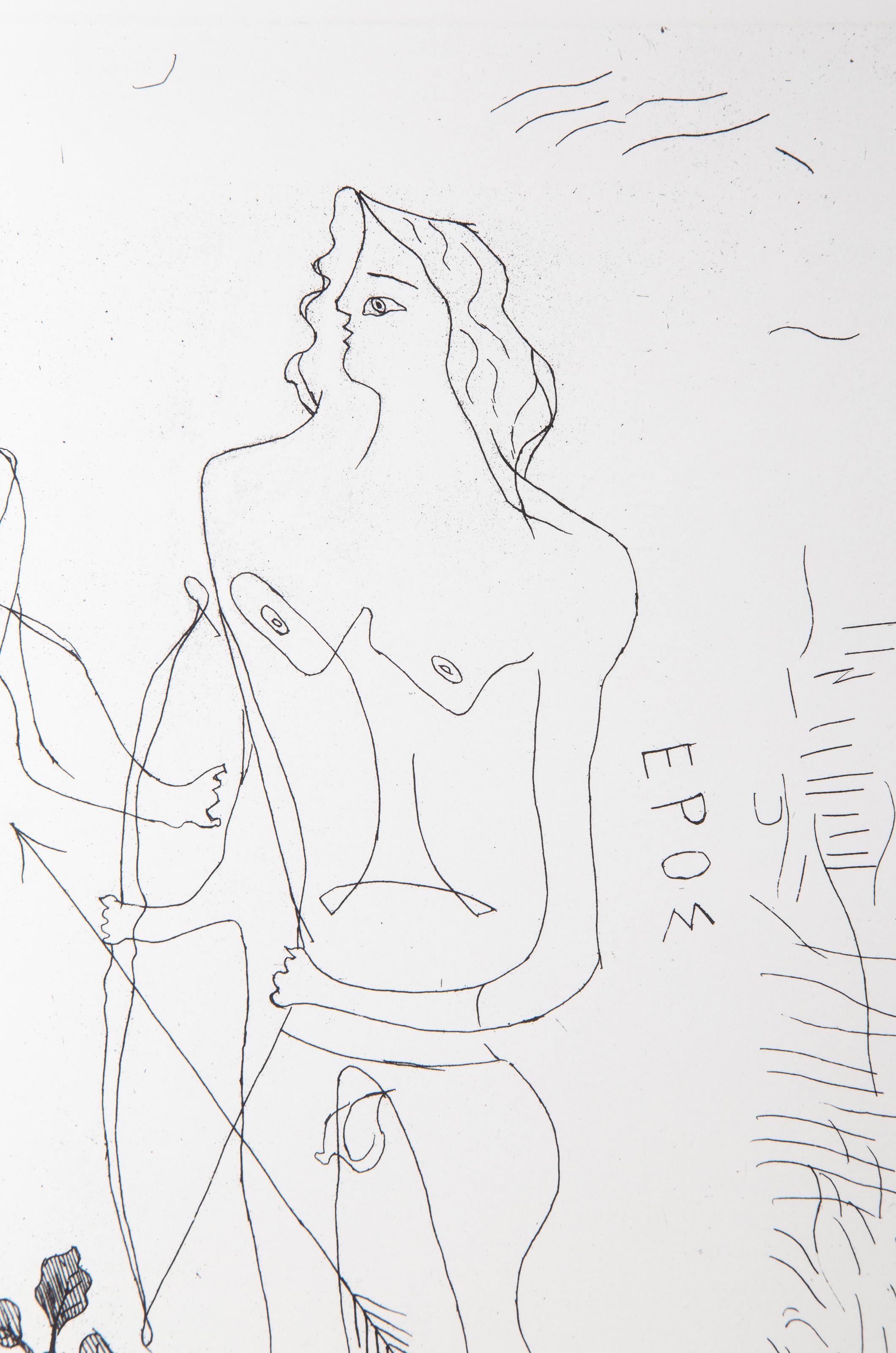Euribia y Eros, aguafuerte cubista según Georges Braque en venta 3