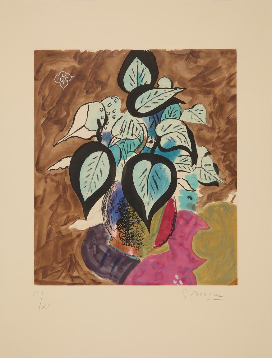 Feuillage en couleurs - Modernity, Aquatint, Embossing, Plant, Leaves, Still Life