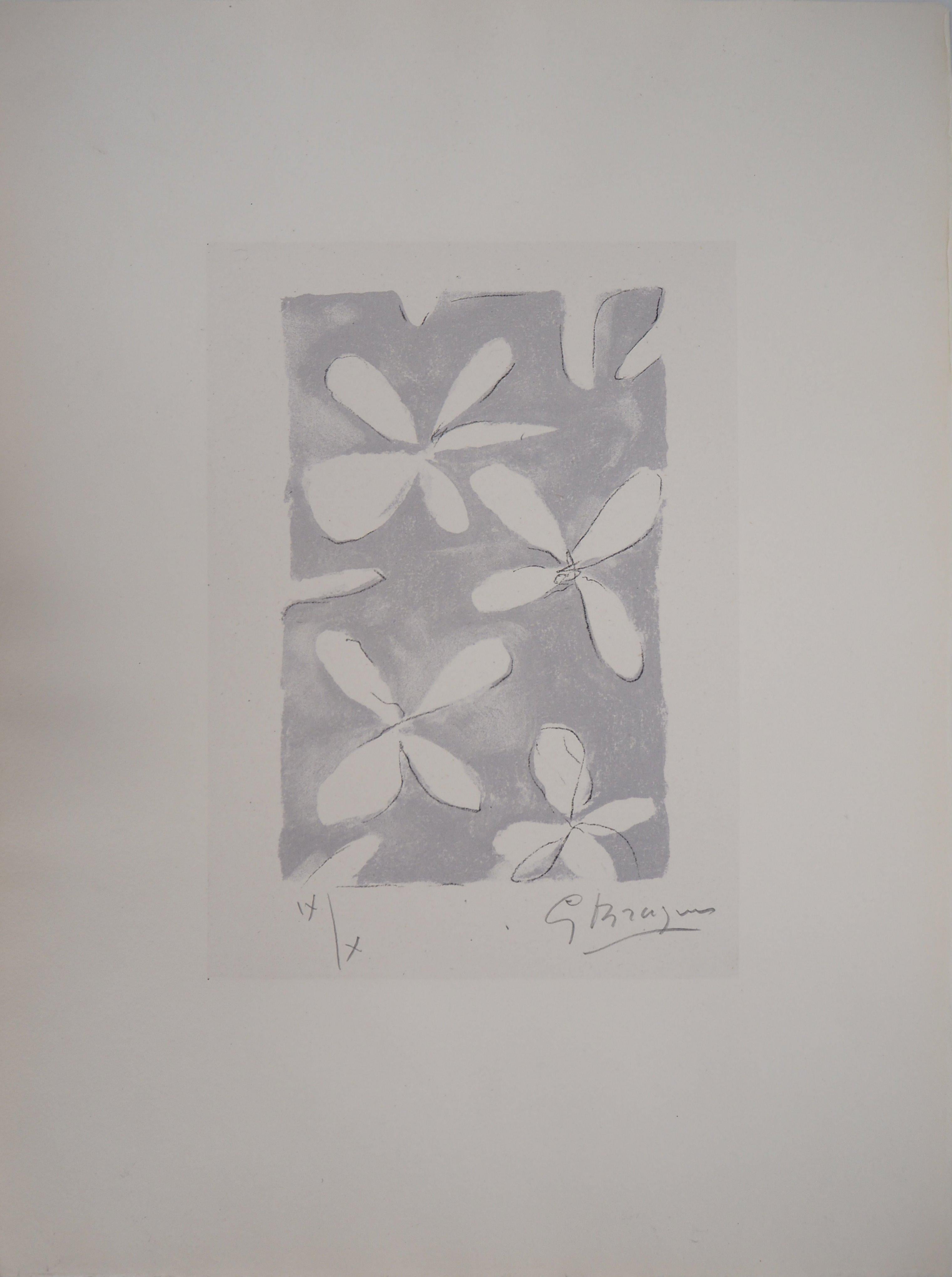 Georges Braque Animal Print - Flower Pattern - Original lithograph, Handsigned, Ltd / 10 - Mourlot #88