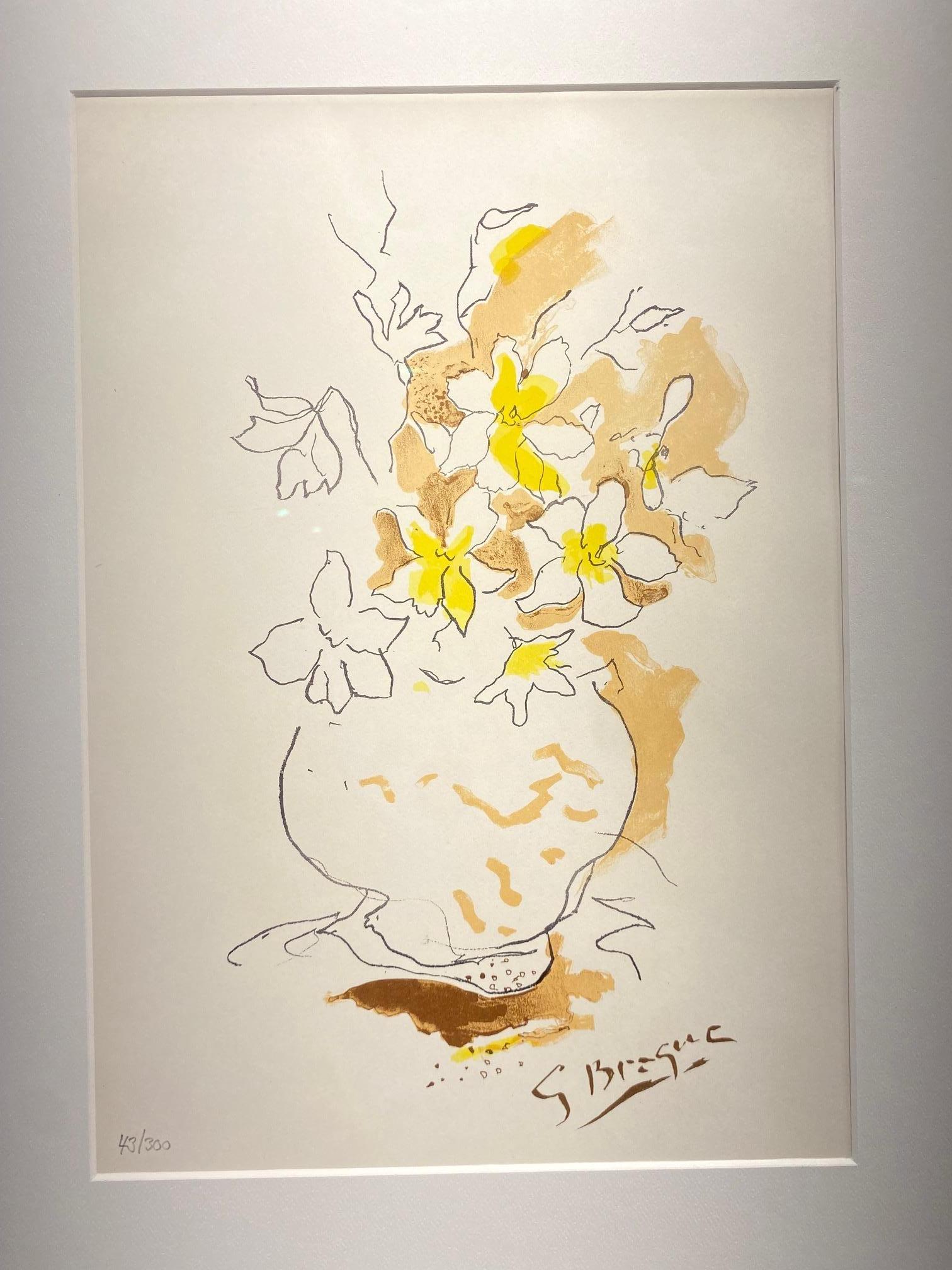 Blumenvase - originale moderne Lithographie des klassischen Modernisten Georges Braque im Angebot 1