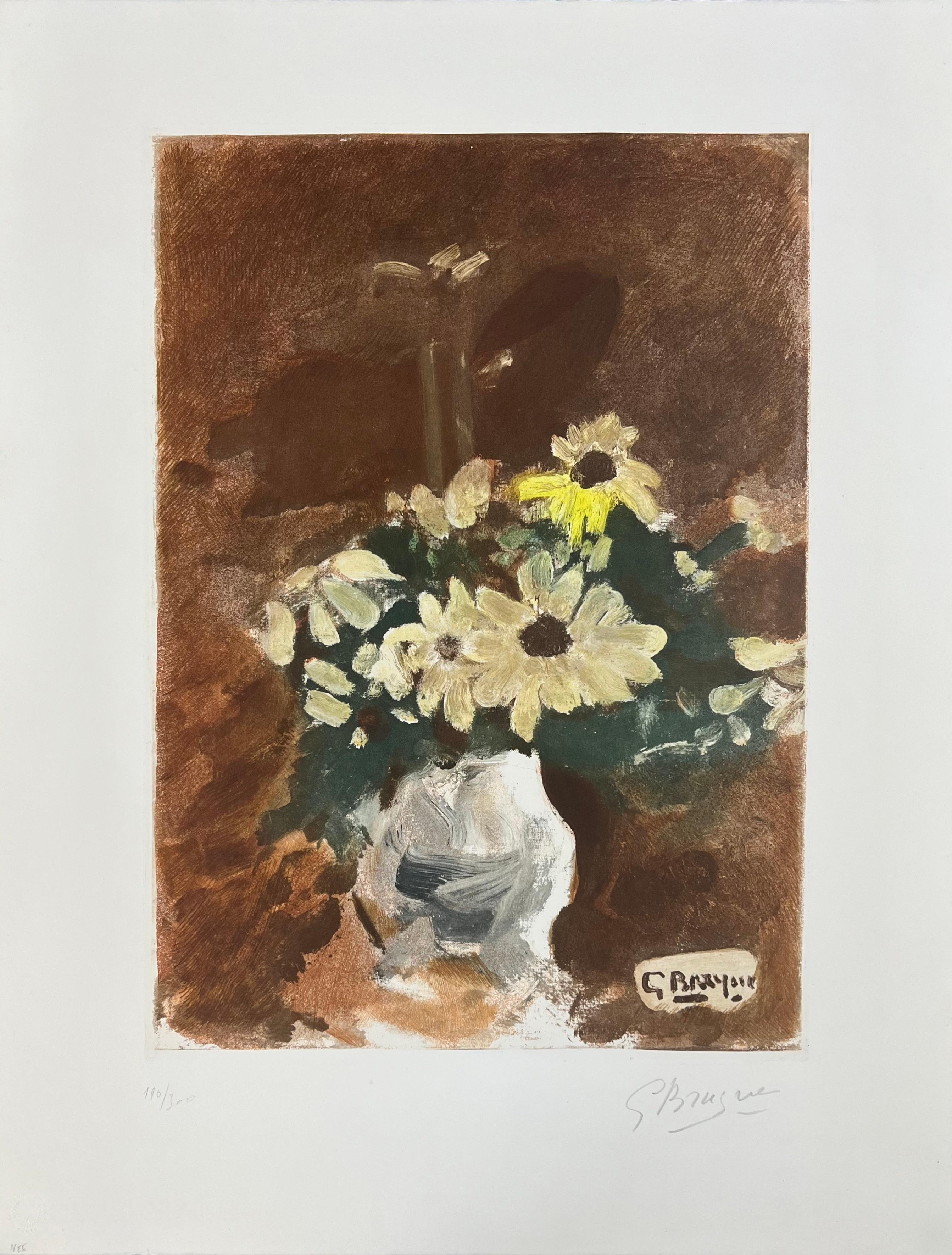 Georges Braque, "Vase de Fleurs Jaunes", aquatint in colors, hand signed