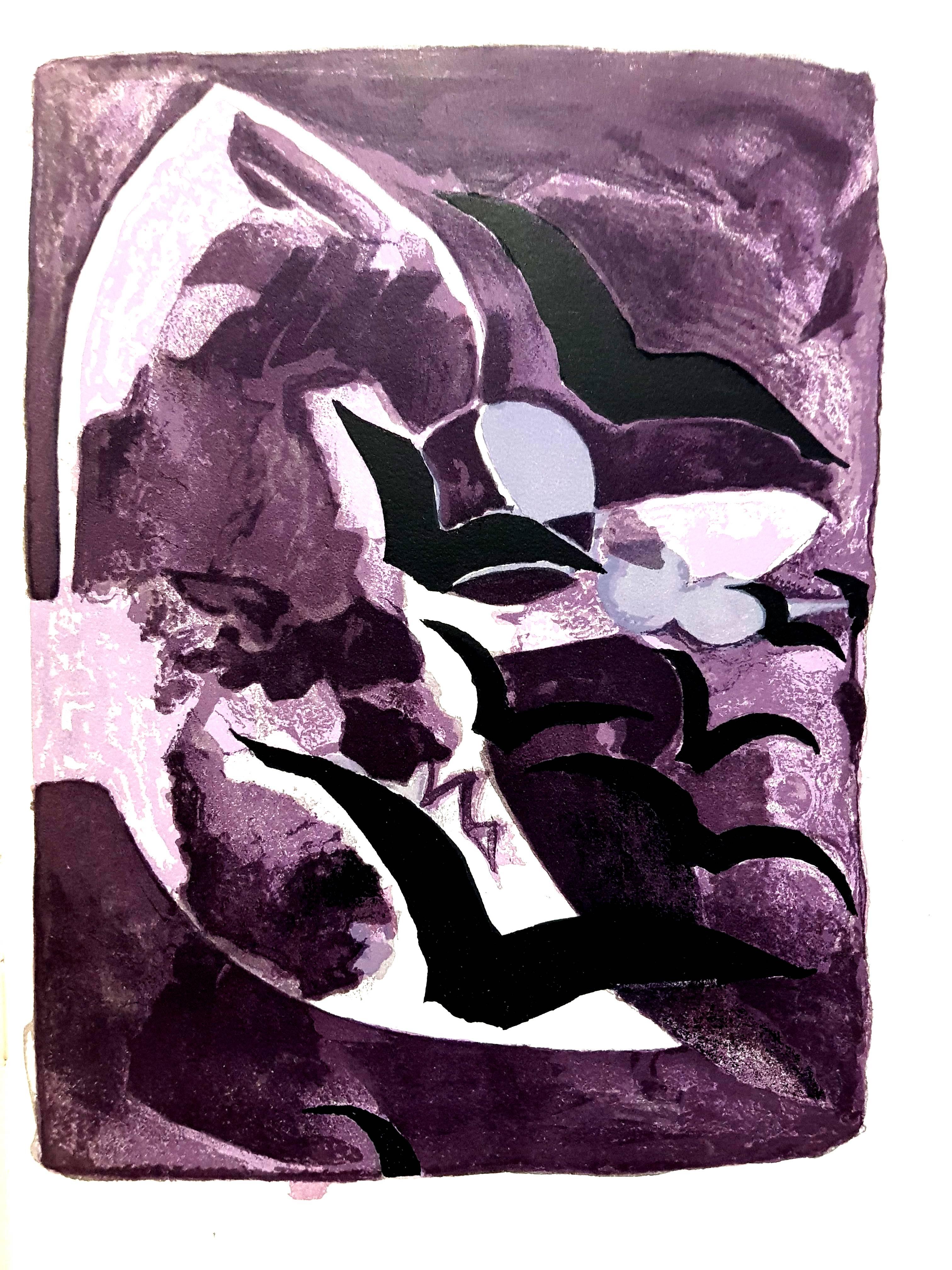 After Georges Braque - Les oiseaux de nuit - Lithograph 