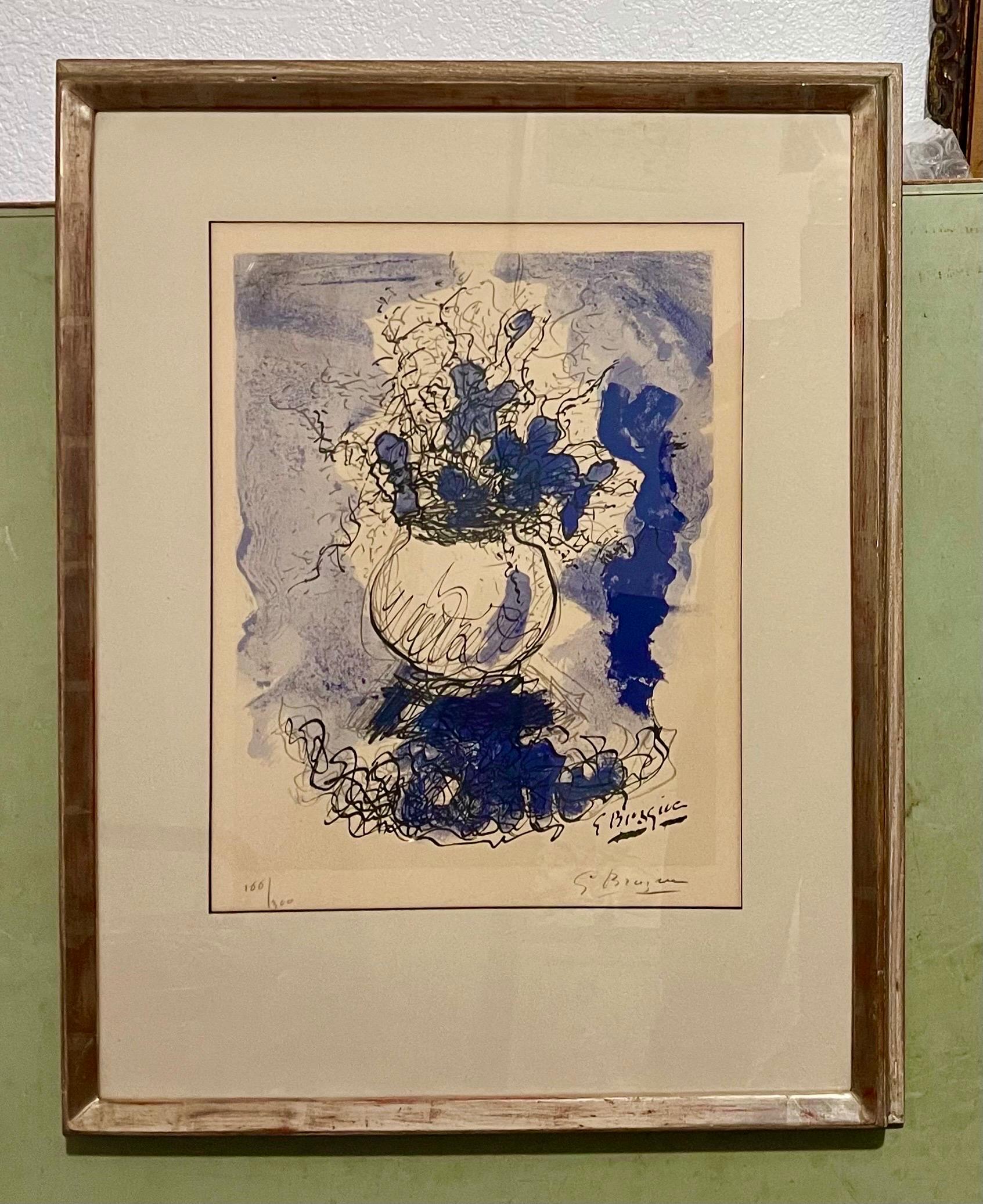 Georges Braque Bouquet de Fleurs Lithographie in kräftigem Blau, handsigniert mit Ltd Ed Druck im Angebot 6