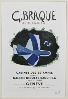 Georges Braque Signed Lithograph 10 1/2"x7" "Oeuvre Graphique 1958"