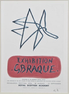 Georges Braque Signed Lithograph 10"x7" "Exhibition G. Braque 1956"