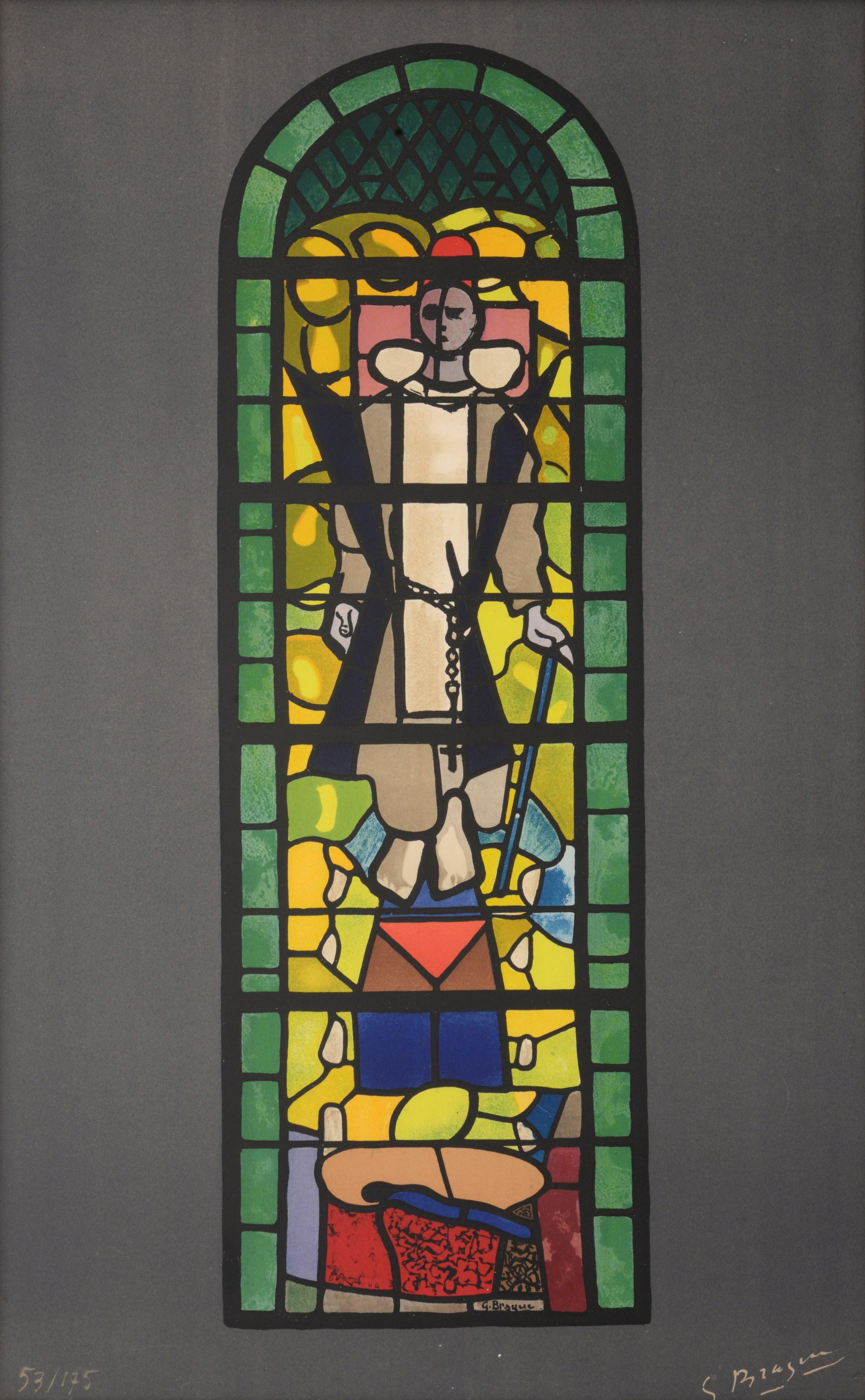 Künstler/Designer; Hersteller: Georges Braque (Franzose, 1882-1963)
Markierung(en); Anmerkungen: signiert, signiert in der Platte; ed. 53/175; 1960
MATERIALIEN: Farblithografie auf BFK Rives Papier
Abmessungen (H, B, T): 28,75" H, 17,75" B; 36,25"