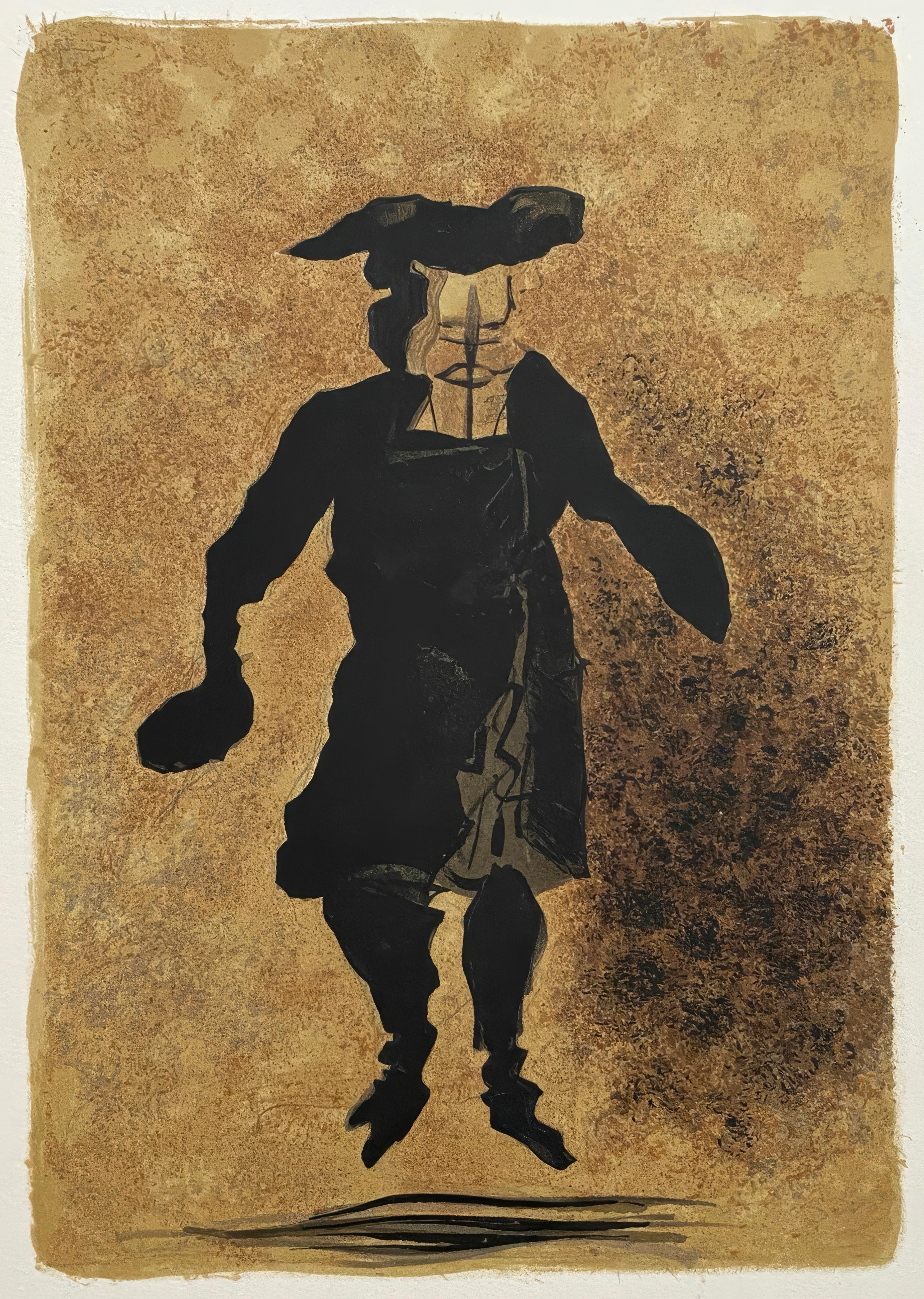 This exquisite lithograph by Georges Braque (1882–1963), titled Conception de costumes, Tartuffe (Costume Design, Tartuffe), from Regards Sur Paris (Views of Paris), originates from the January 22, 1963 issue published by Andre Sauret, Editeur,
