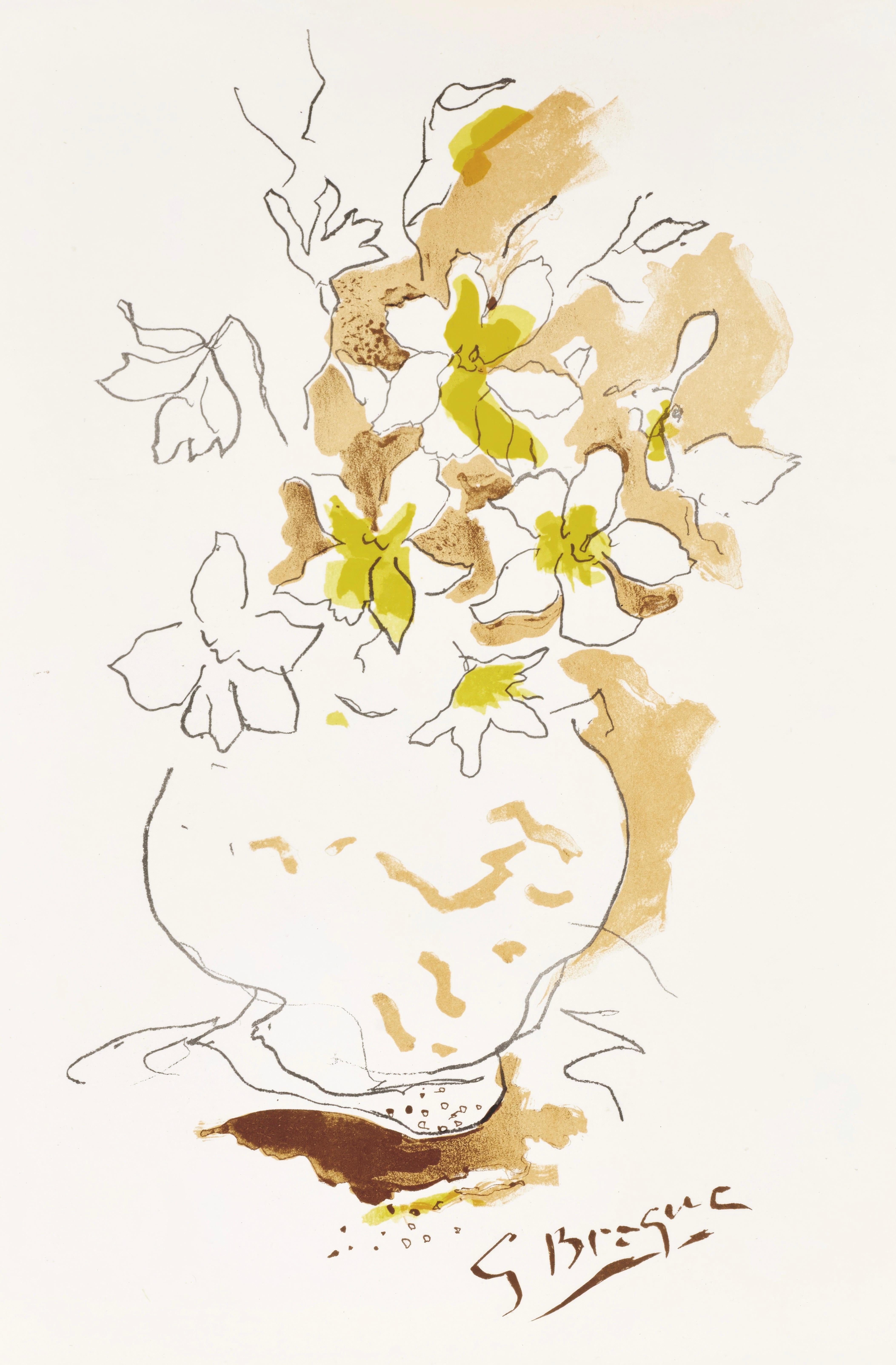 This exquisite heliogravure after Georges Braque (1882-1963), titled Sans titre (Untitled), from Carnets Intimes de G. Braque, Verve: Revue Artistique et Litteraire, Vol. VIII, No. 31-32, originates from the September 20, 1955 issue published by