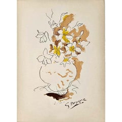 Vintage Georges Braque's 1955 lithography titled "Le Bouquet" part of the Edition Verve