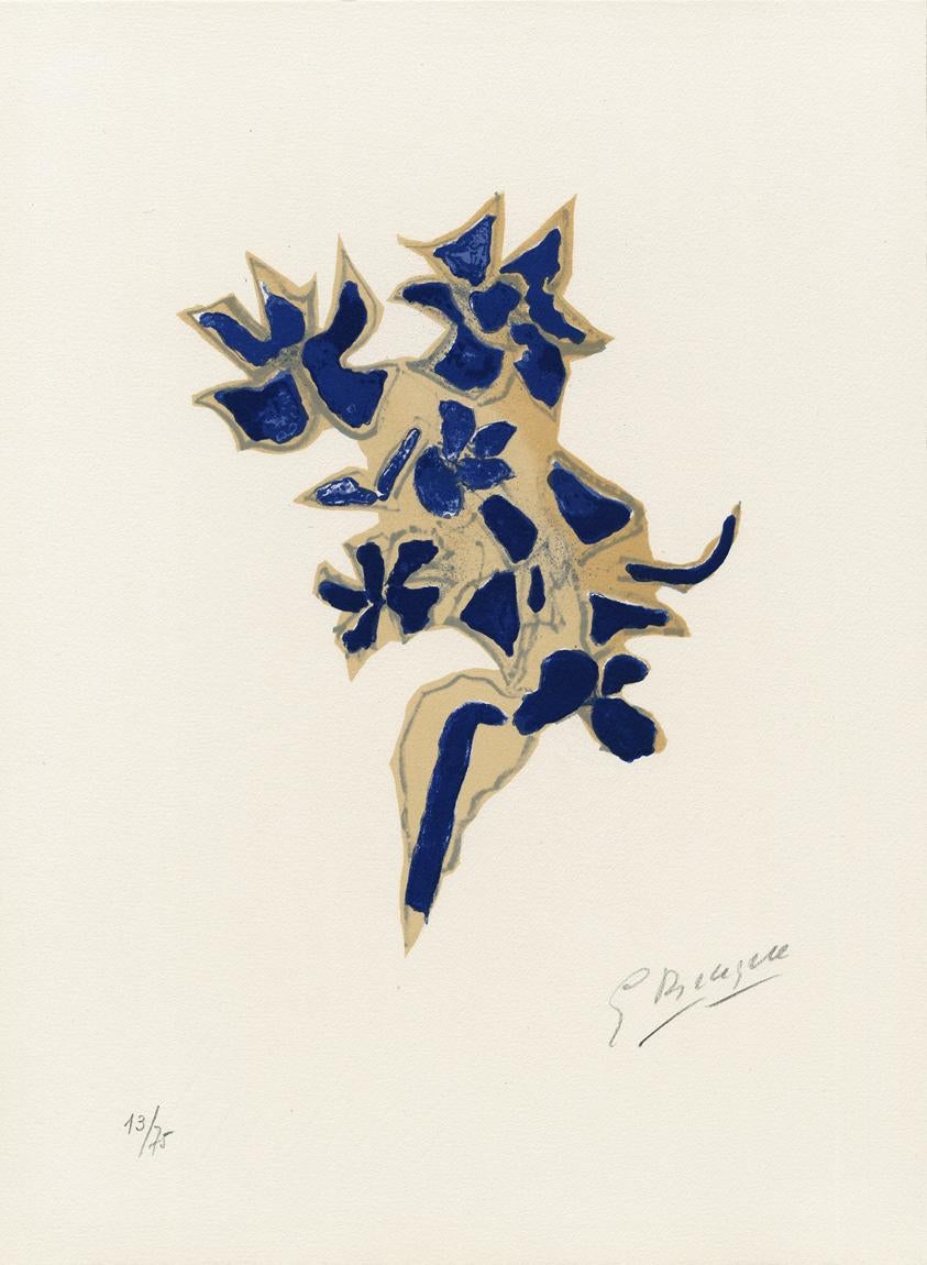 Georges Braque Figurative Print - Giroflée bleue - Modern, Lithograph, Violet, Flower, Plant, Blue