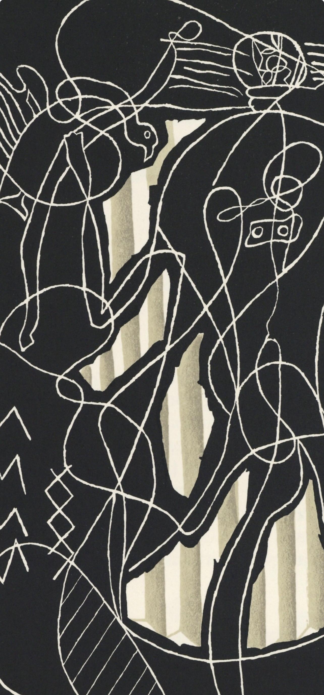 Hercule, Derrière le miroir - Noir Figurative Print par Georges Braque
