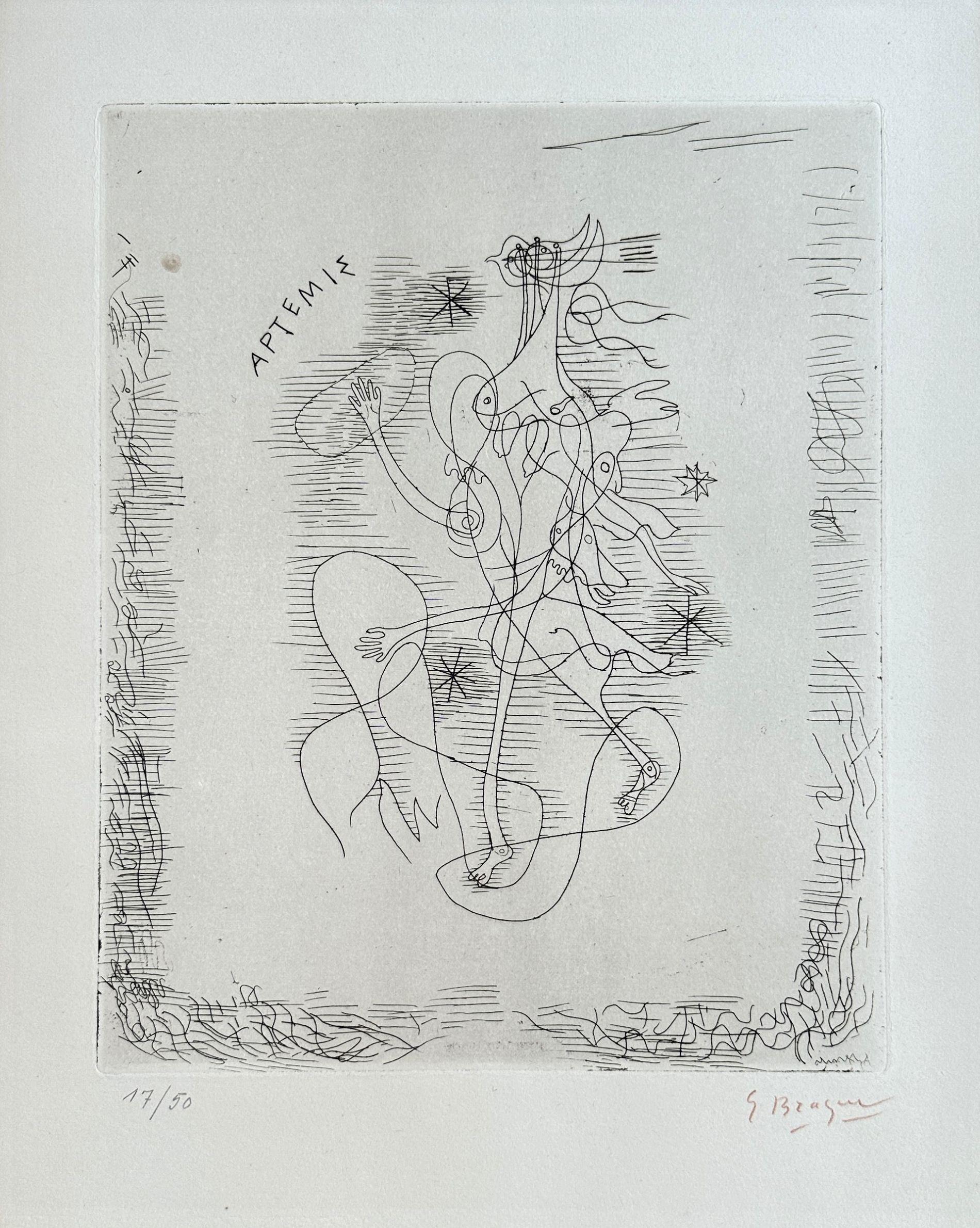 Georges Braque Figurative Print – Hesiod Theogony – Artemis – Original-Radierung, handsigniert und nummeriert /50