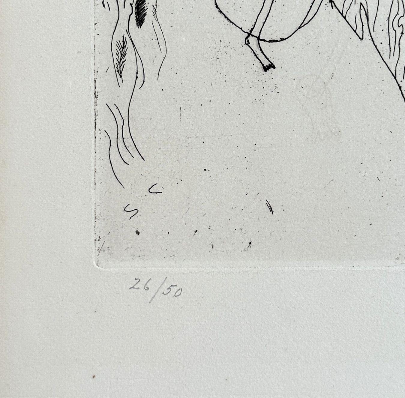 Hesiod Theogony - Gaia & Ouranos - Original-Radierung, handsigniert und nummeriert /50 (Grau), Figurative Print, von Georges Braque