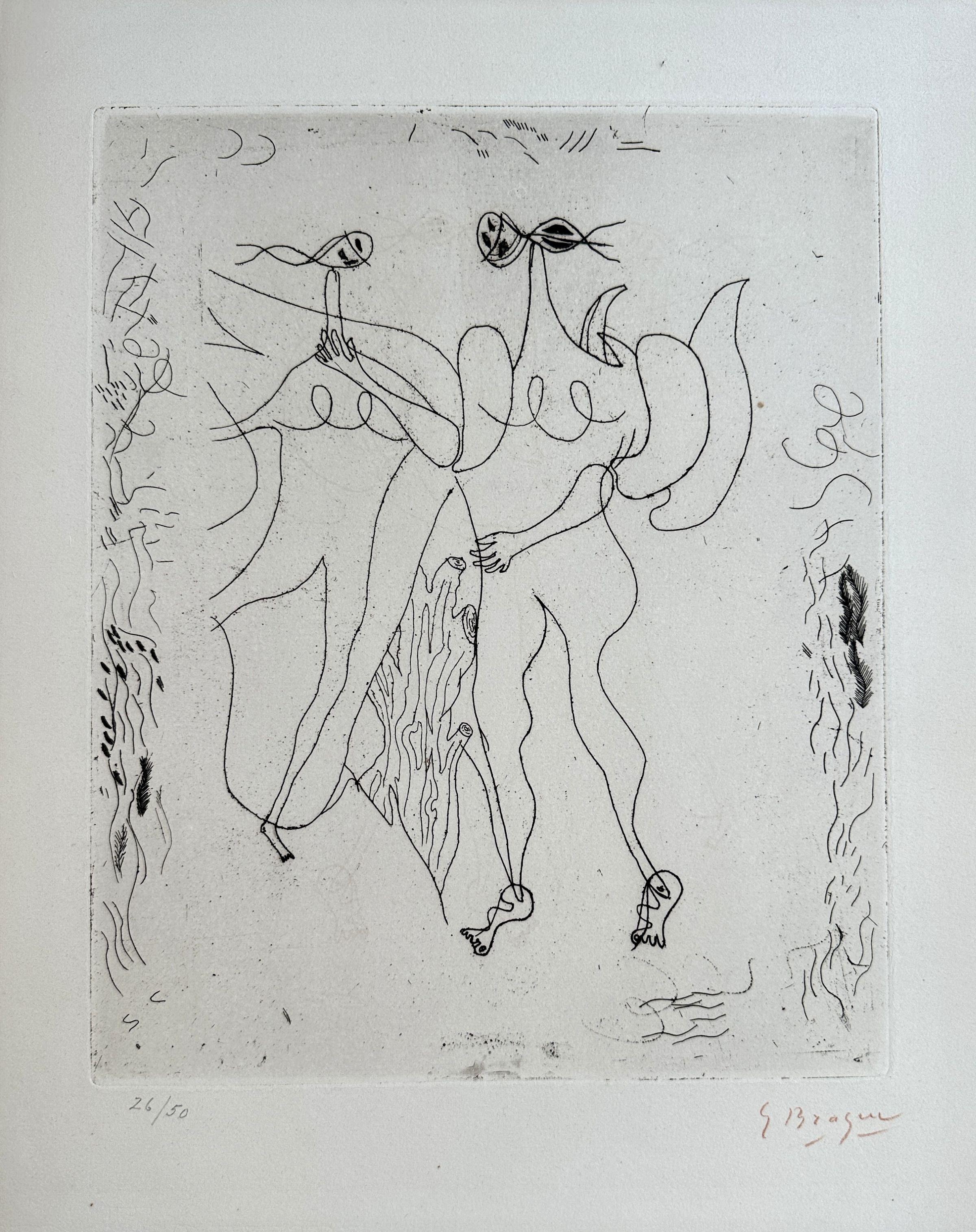 Georges Braque Figurative Print – Hesiod Theogony - Gaia & Ouranos - Original-Radierung, handsigniert und nummeriert /50