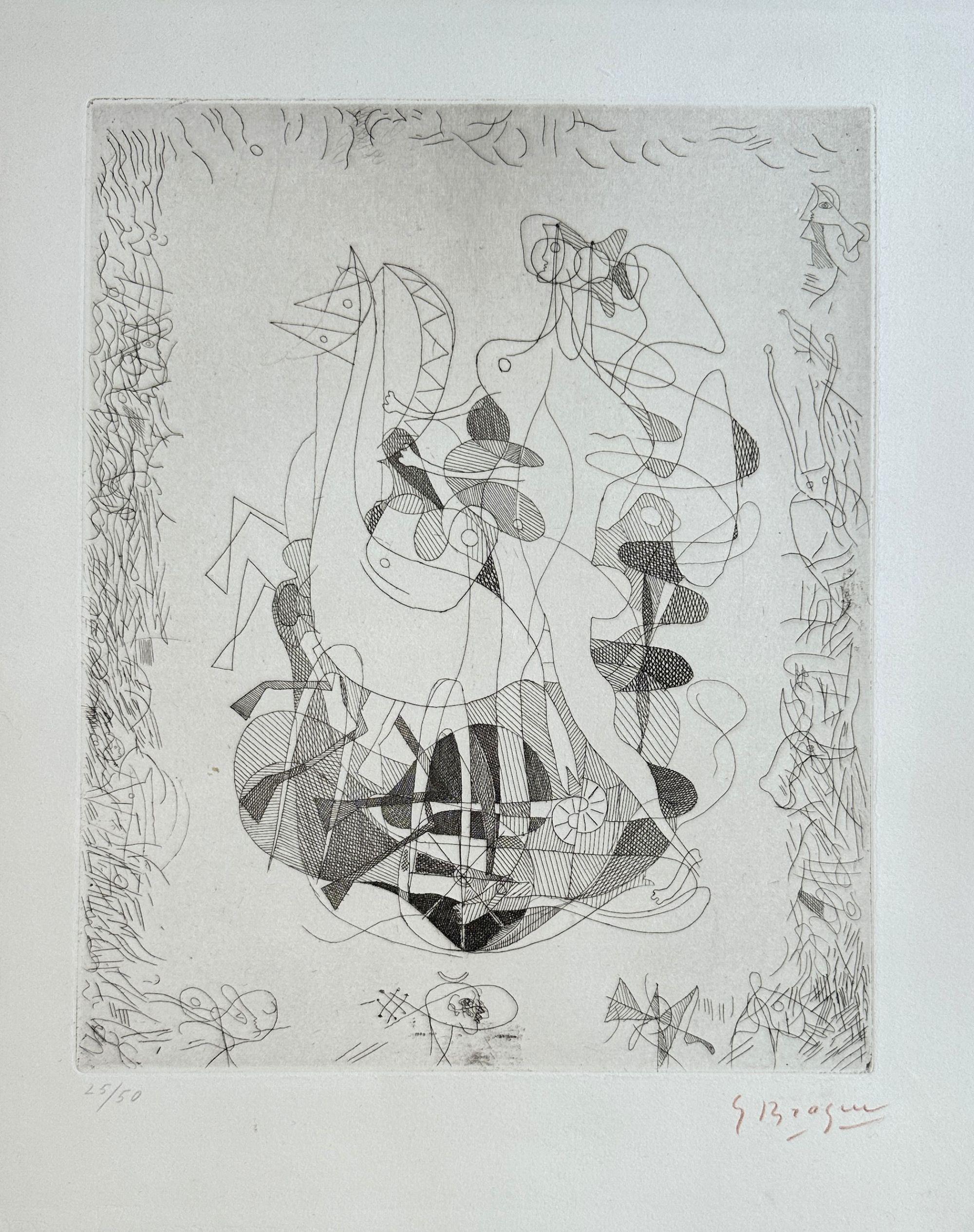 Georges Braque Figurative Print - Hesiod Theogony - Pegasus - Original Etching Hand Signed Numbered /50