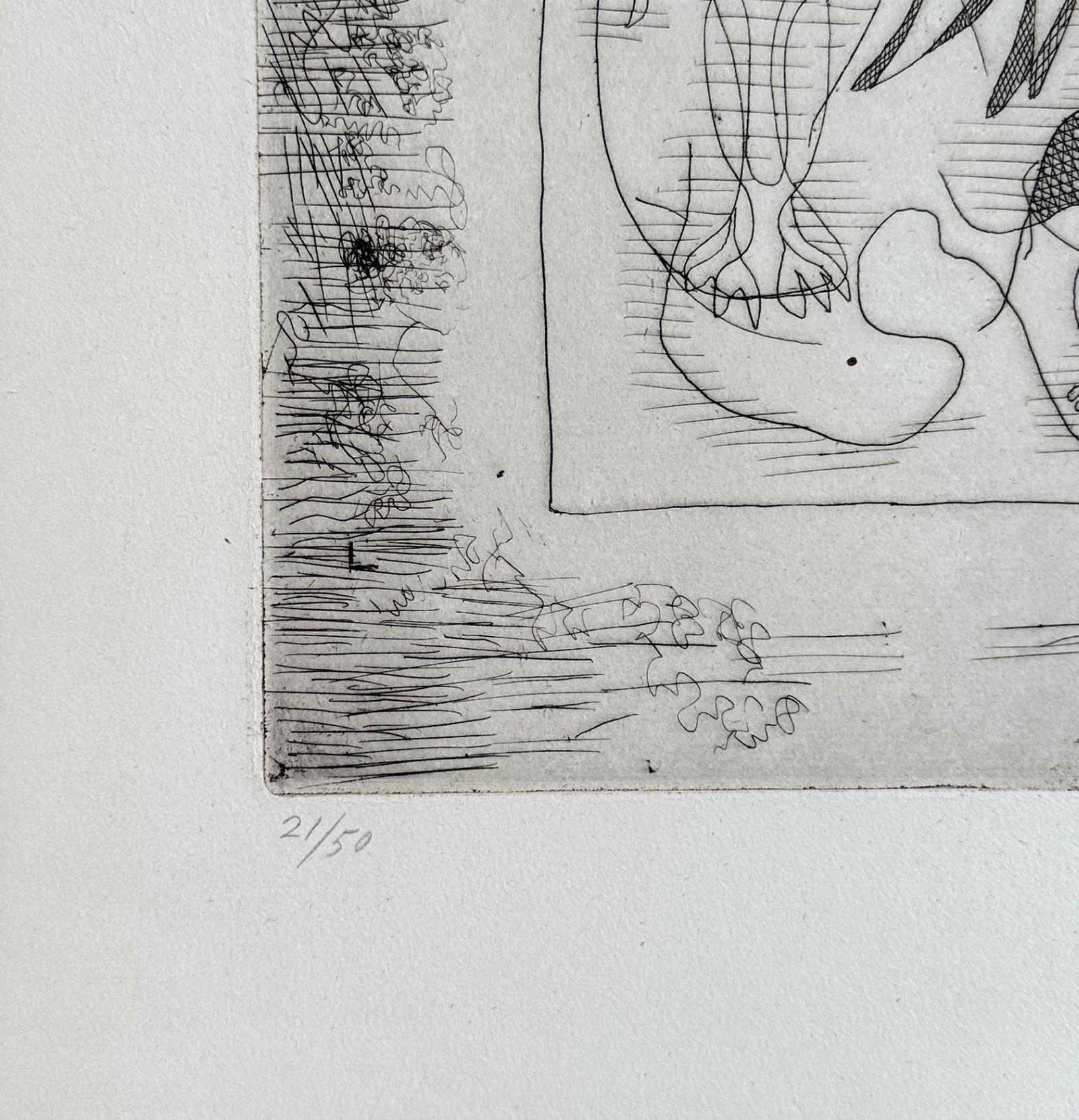 Georges Braque (1882-1963)
Hesiods Theogonie : die Gottheit und die Taube

Original-Radierung, 1932
Handsigniert mit Bleistift
Nummeriert /50 Exemplare
Auf Hollande Vellum im Format 49 x 38,5 cm (ca. 19 x 15 Zoll)
Herausgegeben von Vollard und