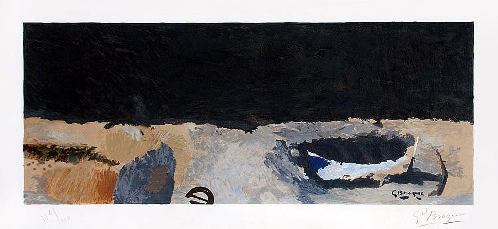 Georges Braque Figurative Print – La barque sur la greve (Das Boot an der Küste), 1960