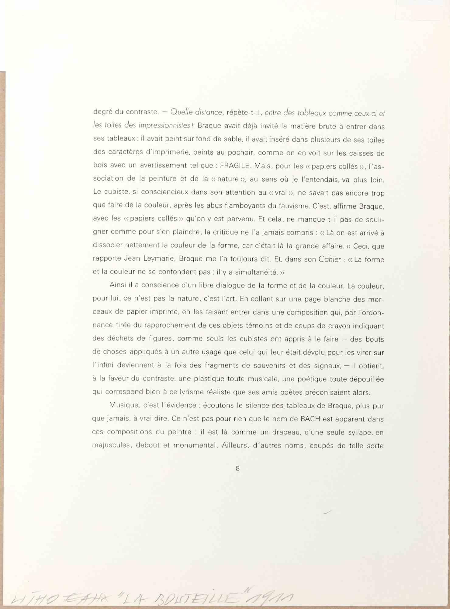 La Bouteille - Georges Braque - 1963 im Angebot 1