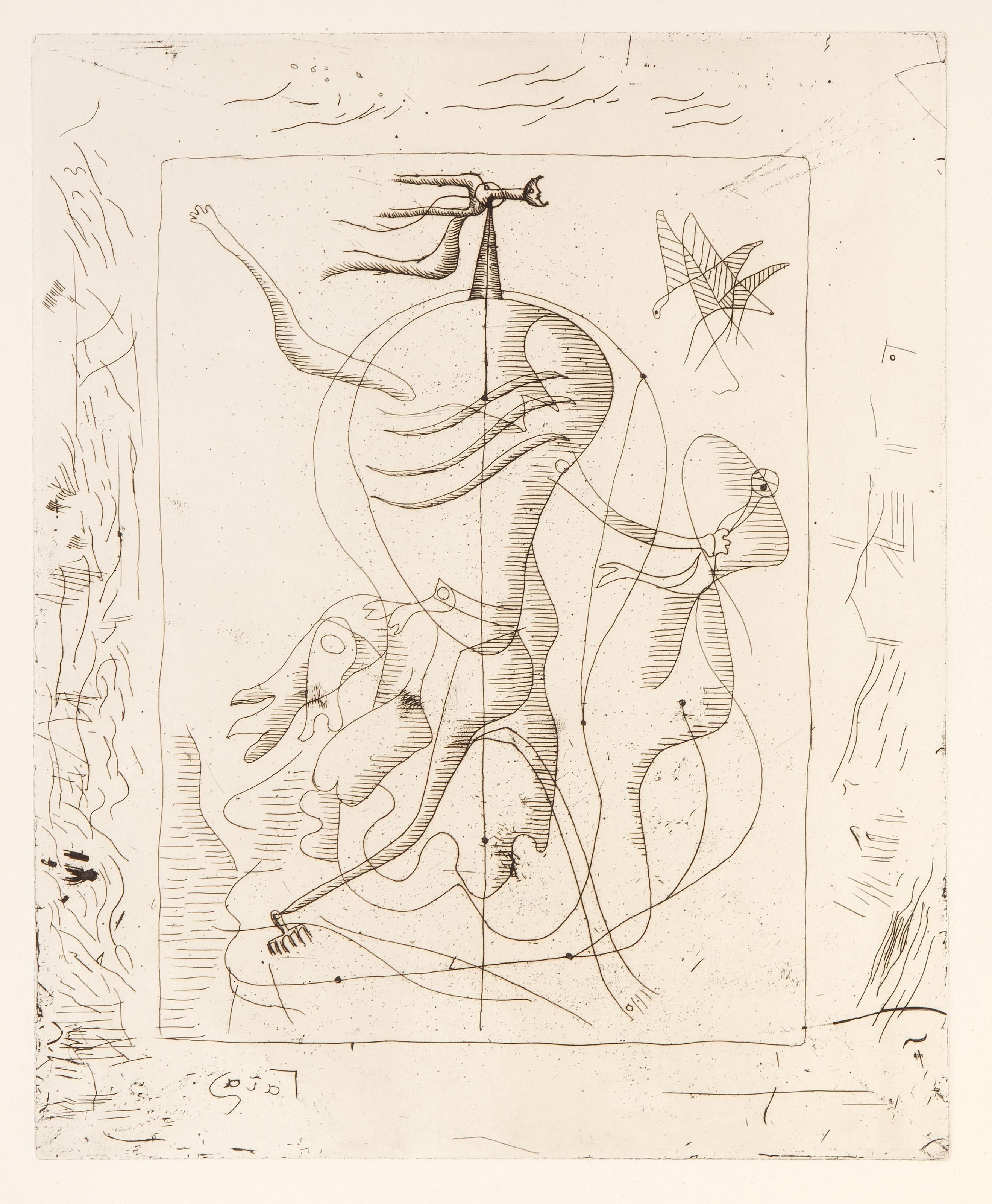  Georges Braque, French (1882 - 1963) -  La Theogonie d'Hesiode 20O, Year: 1955, Medium: Etching on Hollande Van Gelder, Image Size: 14.5 x 11.75 inches, Size: 20.75 x 15 in. (52.71 x 38.1 cm), Publisher: Maeght Editeur, Reference: Vallier 20o,