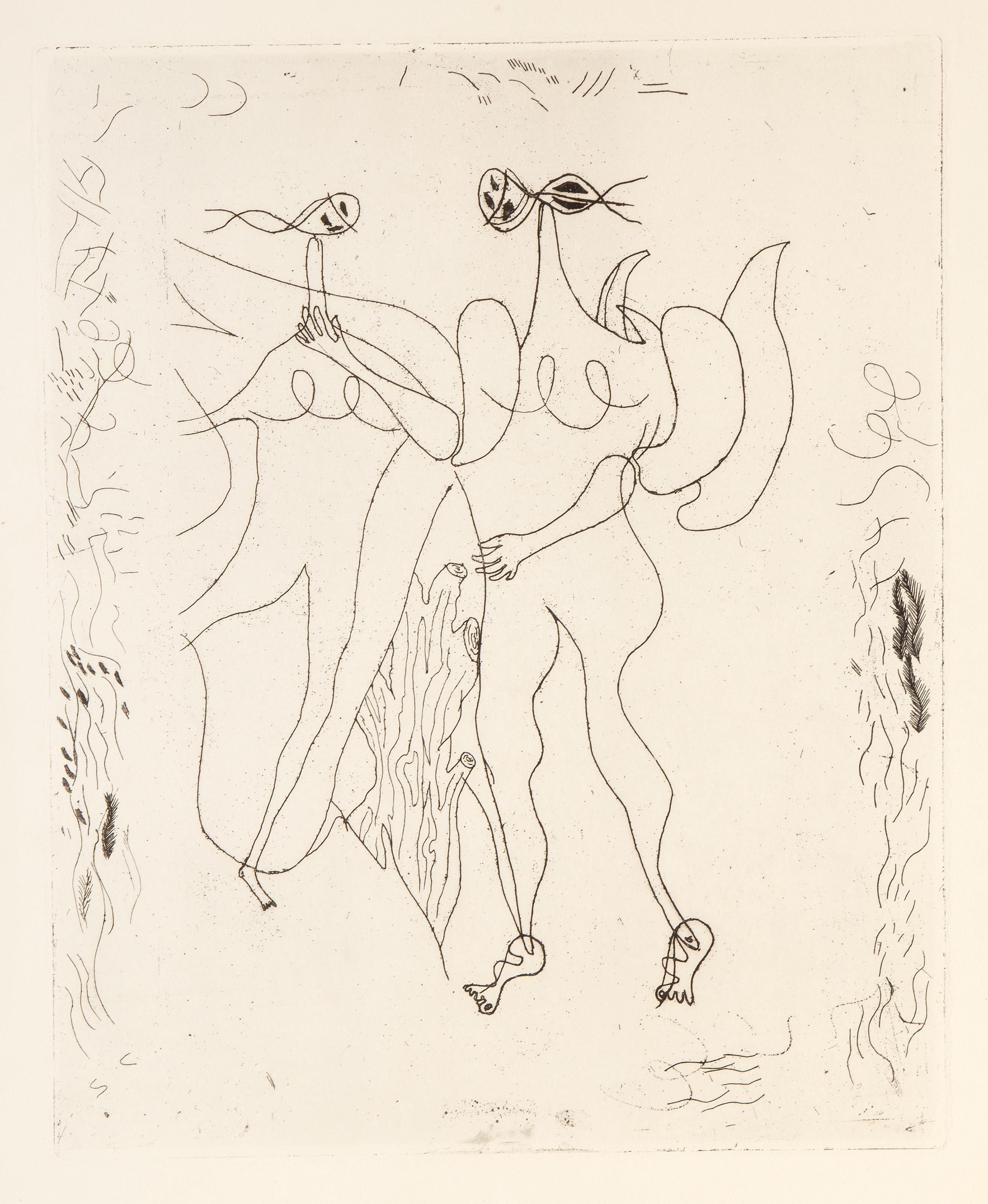  Georges Braque, French (1882 - 1963) -  La Theogonie D'Hesiode Vallier 20L, Year: 1955, Medium: Etching on Hollande Van Gelder, Image Size: 14.25 x 11.75 inches, Size: 21 x 15 in. (53.34 x 38.1 cm), Publisher: Maeght Editeur, Reference: Vallier