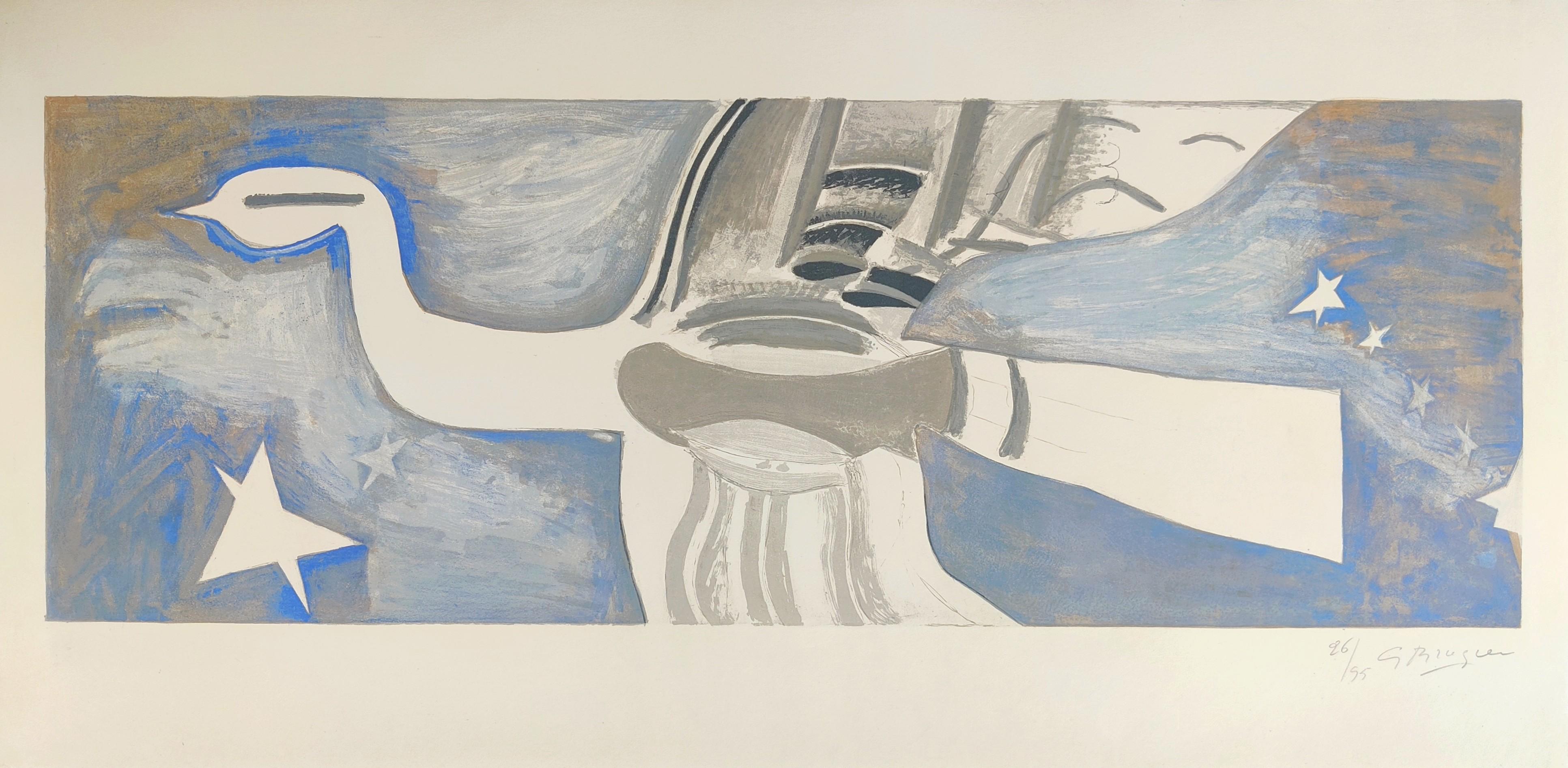Abstract Print Georges Braque - Grand oiseau bleu 