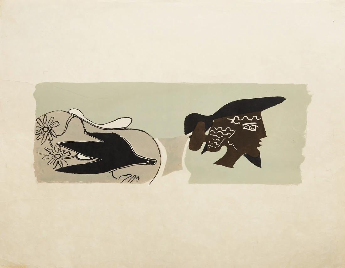 Artist: Georges Braque

Medium: Lithograph on Japan paper, 1958

Dimensions: 21 x 27.5 in, 53 x 70 cm