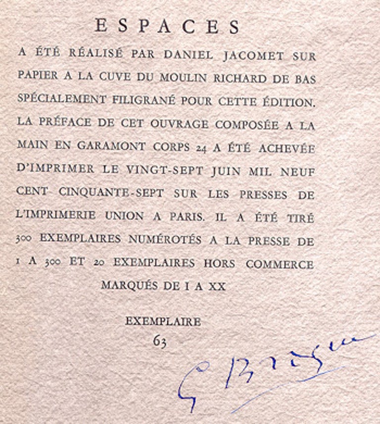 Les Pommes from Espace, litografia moderna incorniciata di Georges Braque in vendita 2