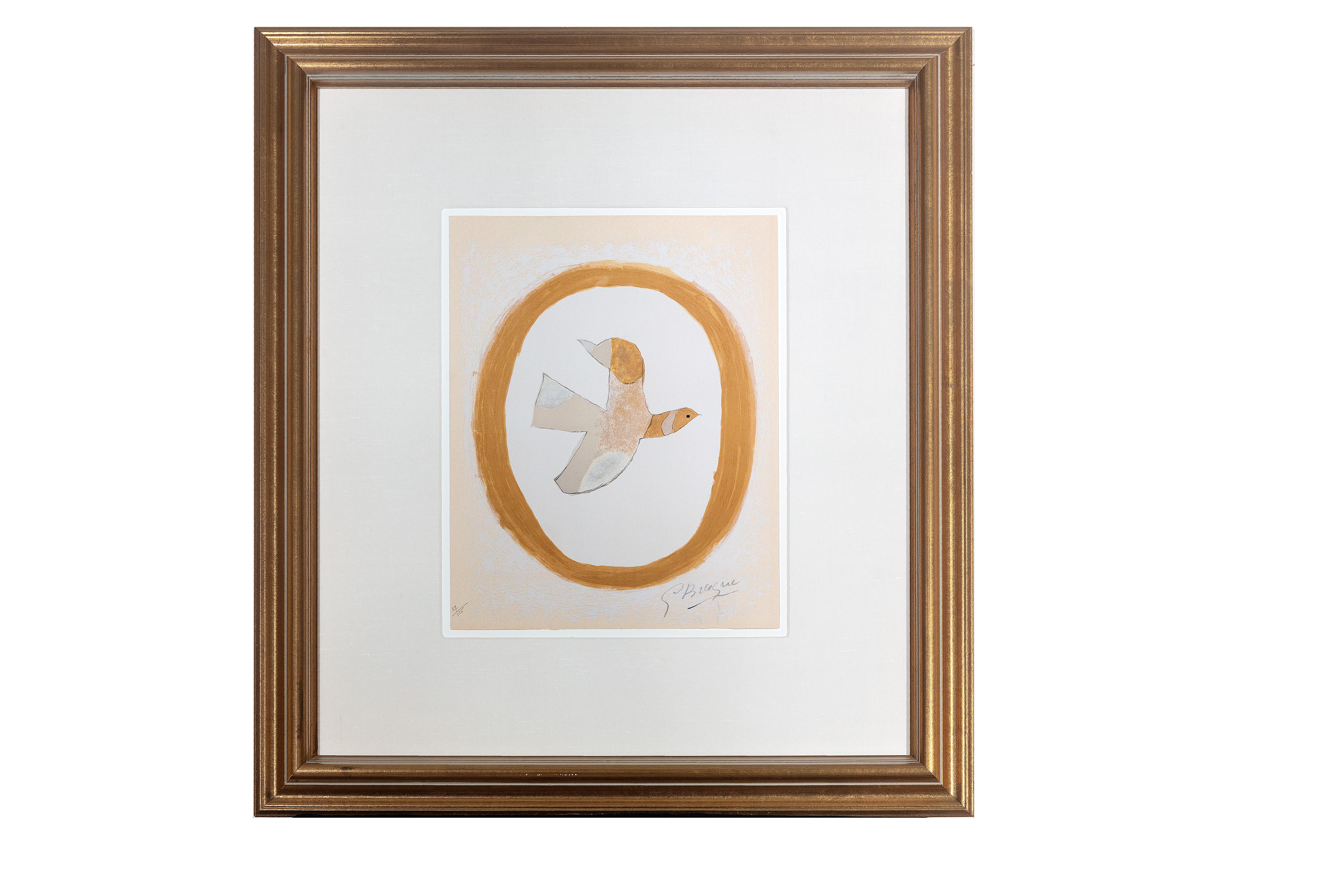 Animal Print Georges Braque - "L'oiseau de sables" animal contemporain lumineux signé. 