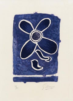 Métamorphose - Moderna, litografia, astratta, fiore, pianta, Nature, blu profondo