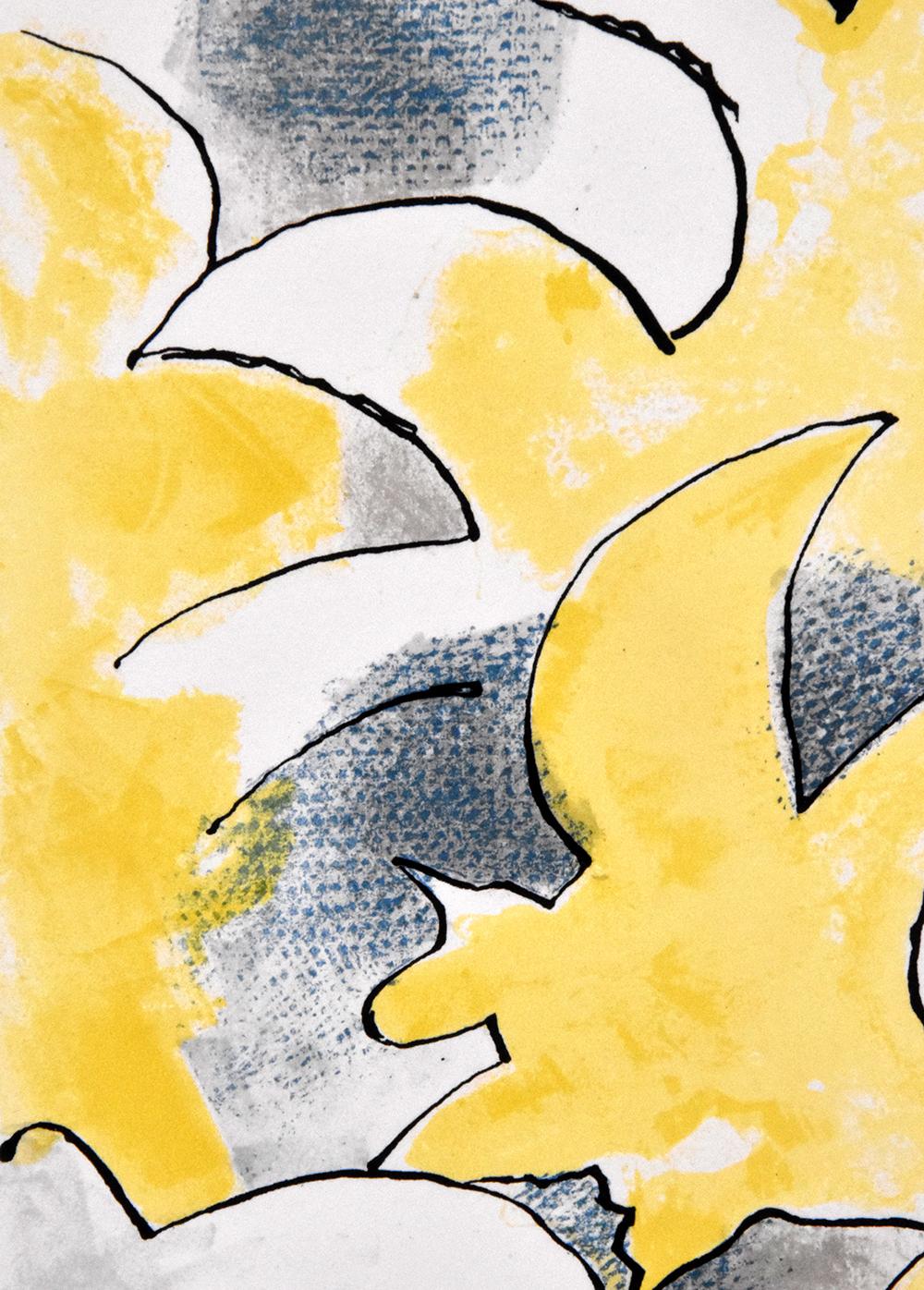 Braque est connu pour avoir passé des années à travailler sur ce projet, les illustrations de Lettera Amorosa de René Char. Cette œuvre exquise du livre utilise des balayages de couleurs pour créer une composition simple et élégante. Mettant en