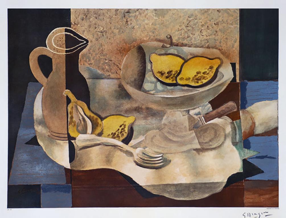 Georges Braque Still-Life Print – Nature morte (avec un pichet et citrons) [Stillleben mit Krug und Zitronen]
