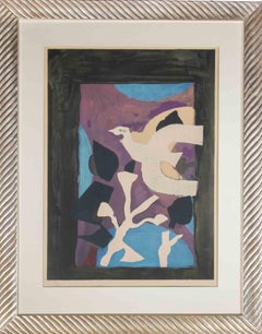 Oiseau et lotus - Lithographie de Georges Braque - 1963