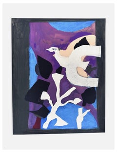 Oiseau et Lotus - Original Lithograph by G. Braque - 1963
