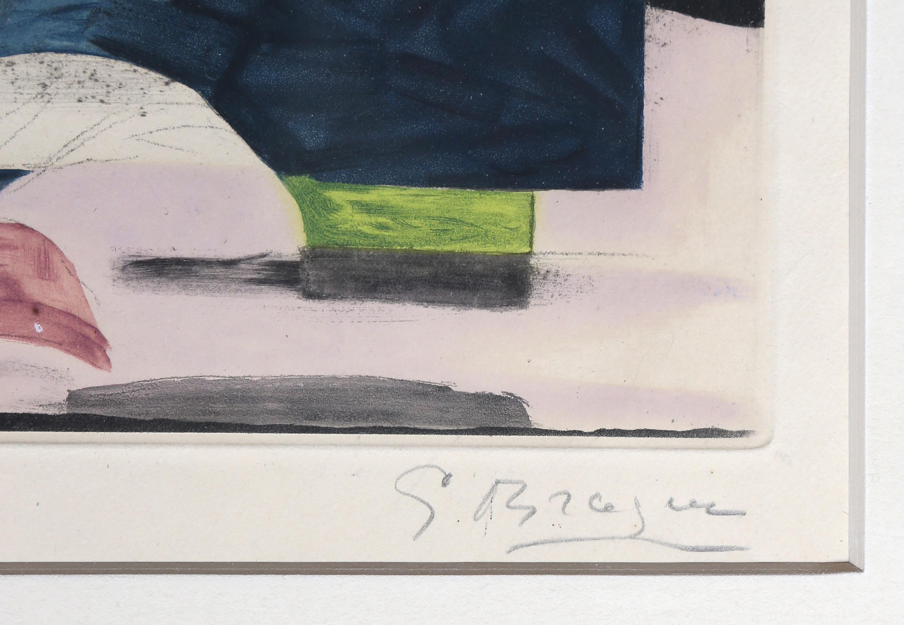 Oiseau Mehrfarbige, kubistische Radierung von Georges Braque 1950 im Angebot 1