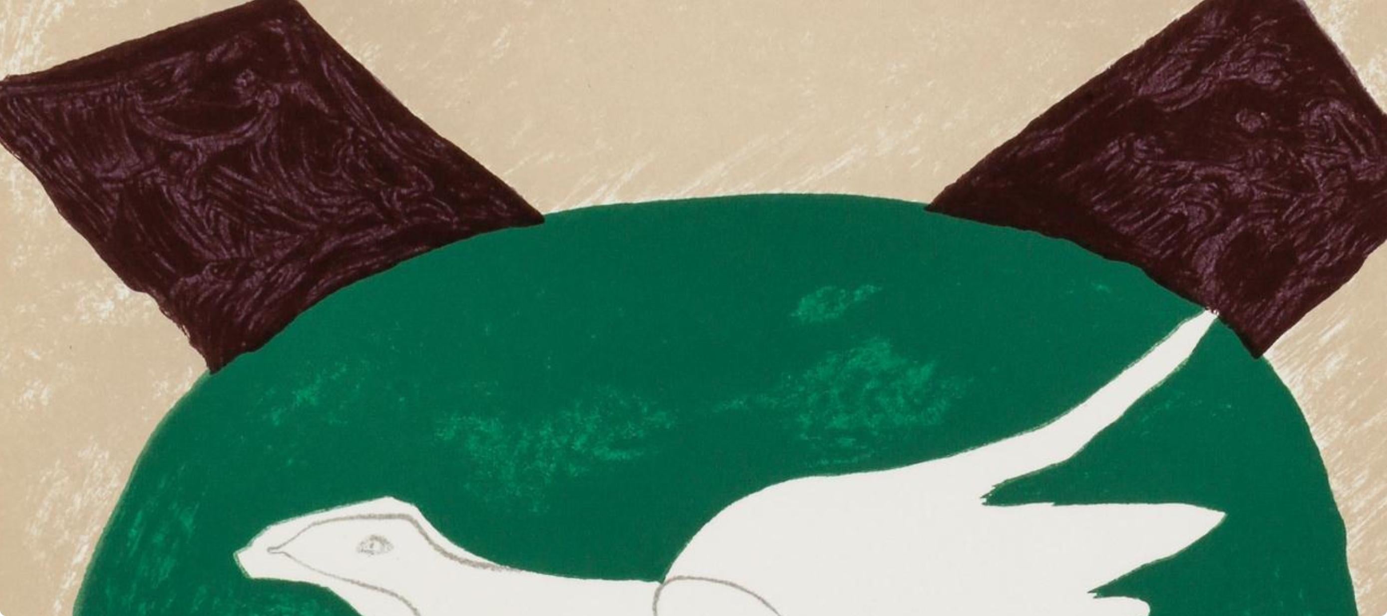 Oiseau sur fond de X (Vallier 122), Société internationale d'art XXe siècle - Cubist Print by Georges Braque