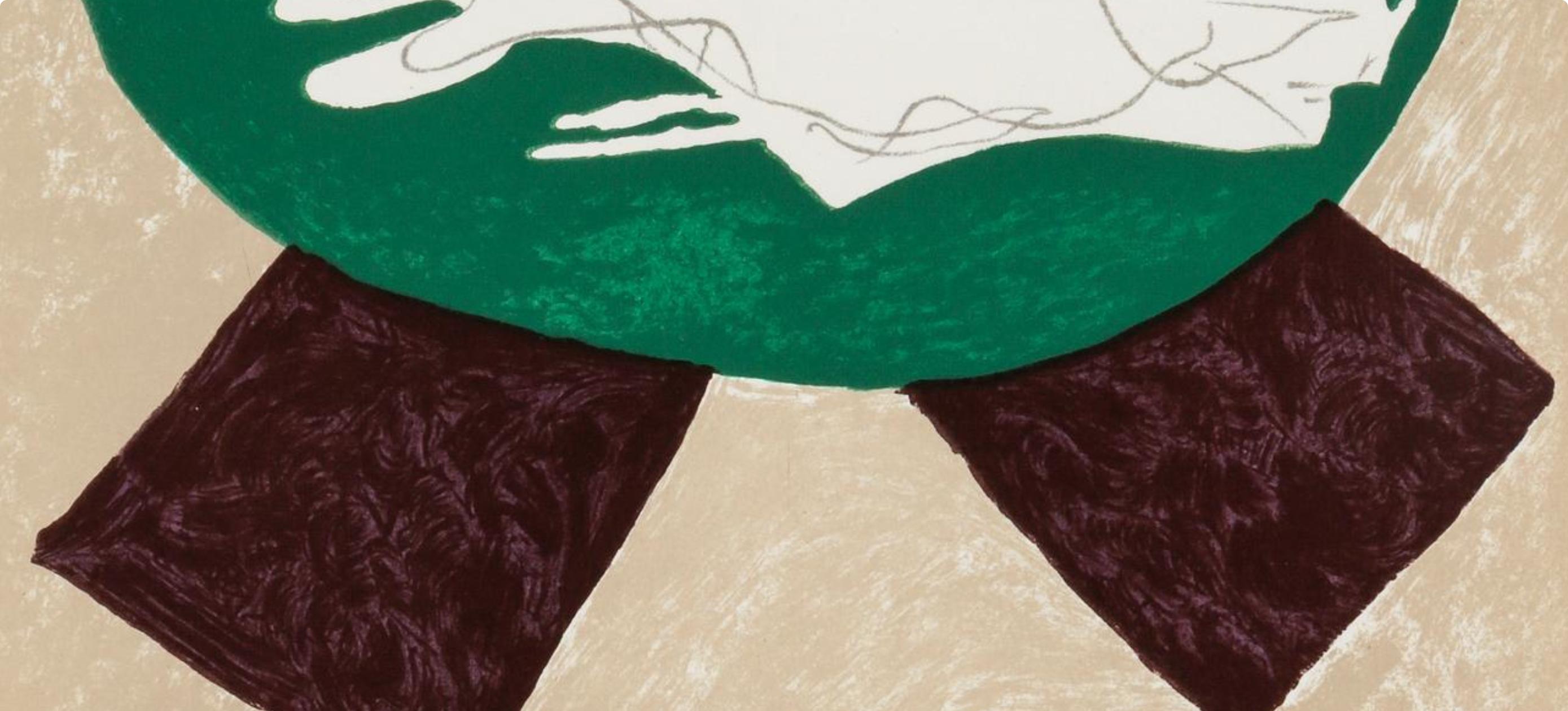 Oiseau sur fond de X (Vallier 122), Société internationale d'art XXe siècle - Beige Figurative Print by Georges Braque