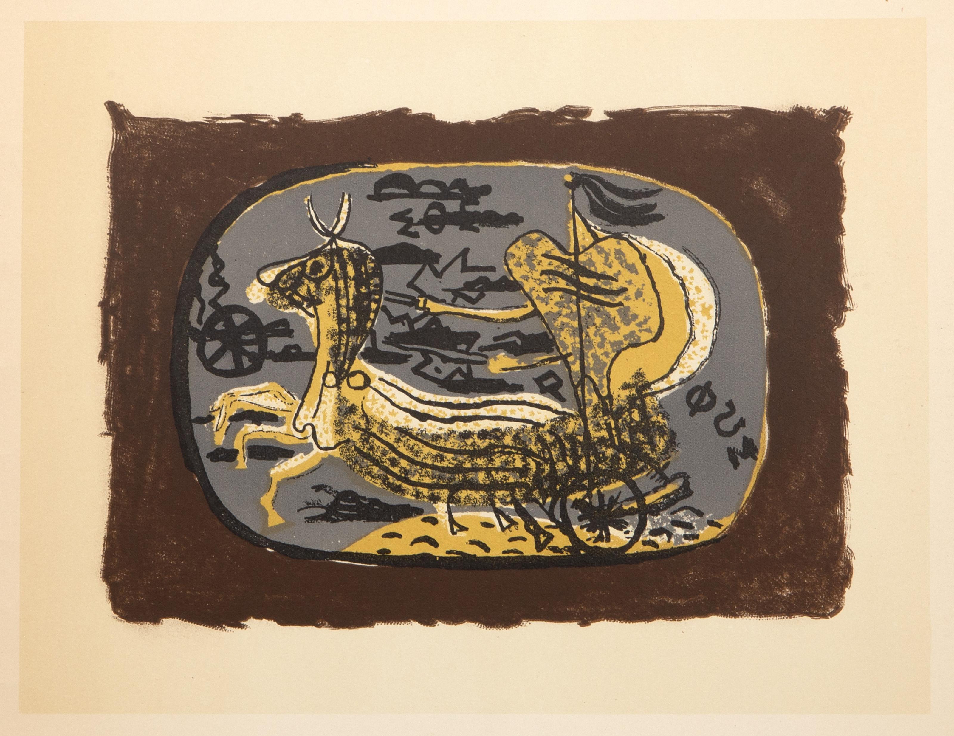  Georges Braque, French (1882 - 1963) -  Phaeton, Year: circa 1963, Medium: Offset Lithograph, Image Size: 5 x 7 inches, Size: 13.5 x 10 in. (34.29 x 25.4 cm) 