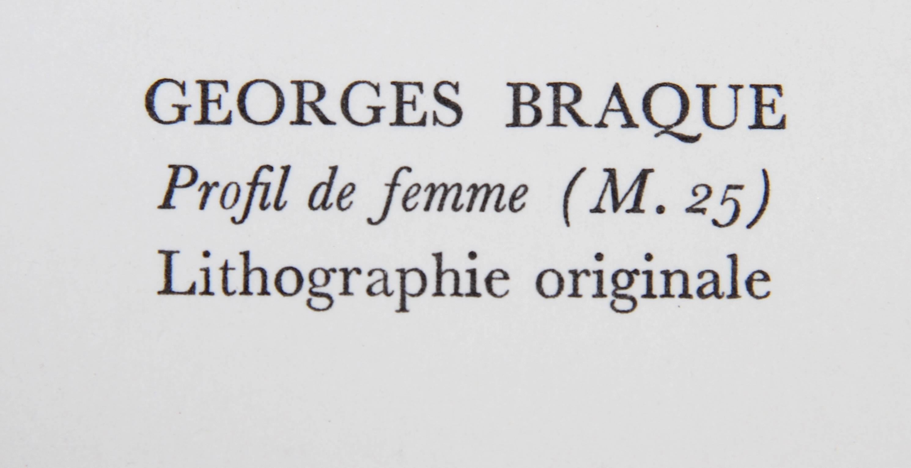 Profil de Femme, Litografía moderna enmarcada de Georges Braque en venta 2