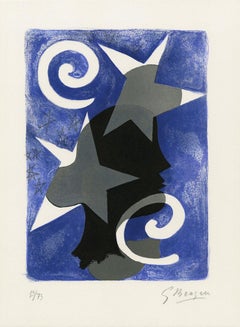 Profil - Moderno, litografia, stelle, blu profondo