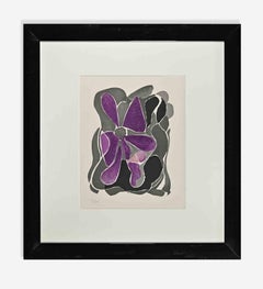Purple Flower - Lithograph by Georges Braque - 1963