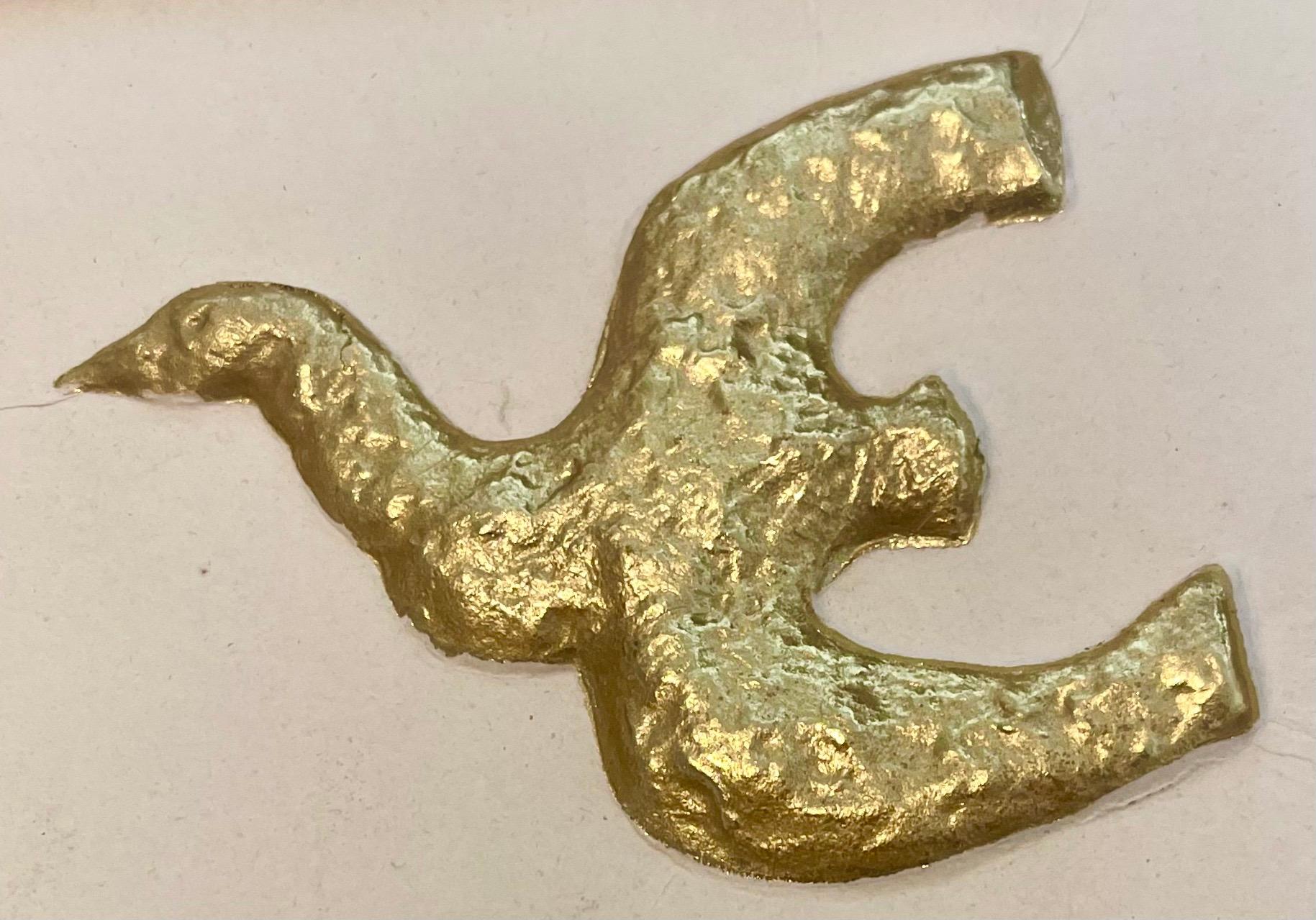 Seltene blattprägungsgeprägte Radierung aus 18 Karat Gold nach Georges Braque L''Oiseau d''Or im Angebot 1
