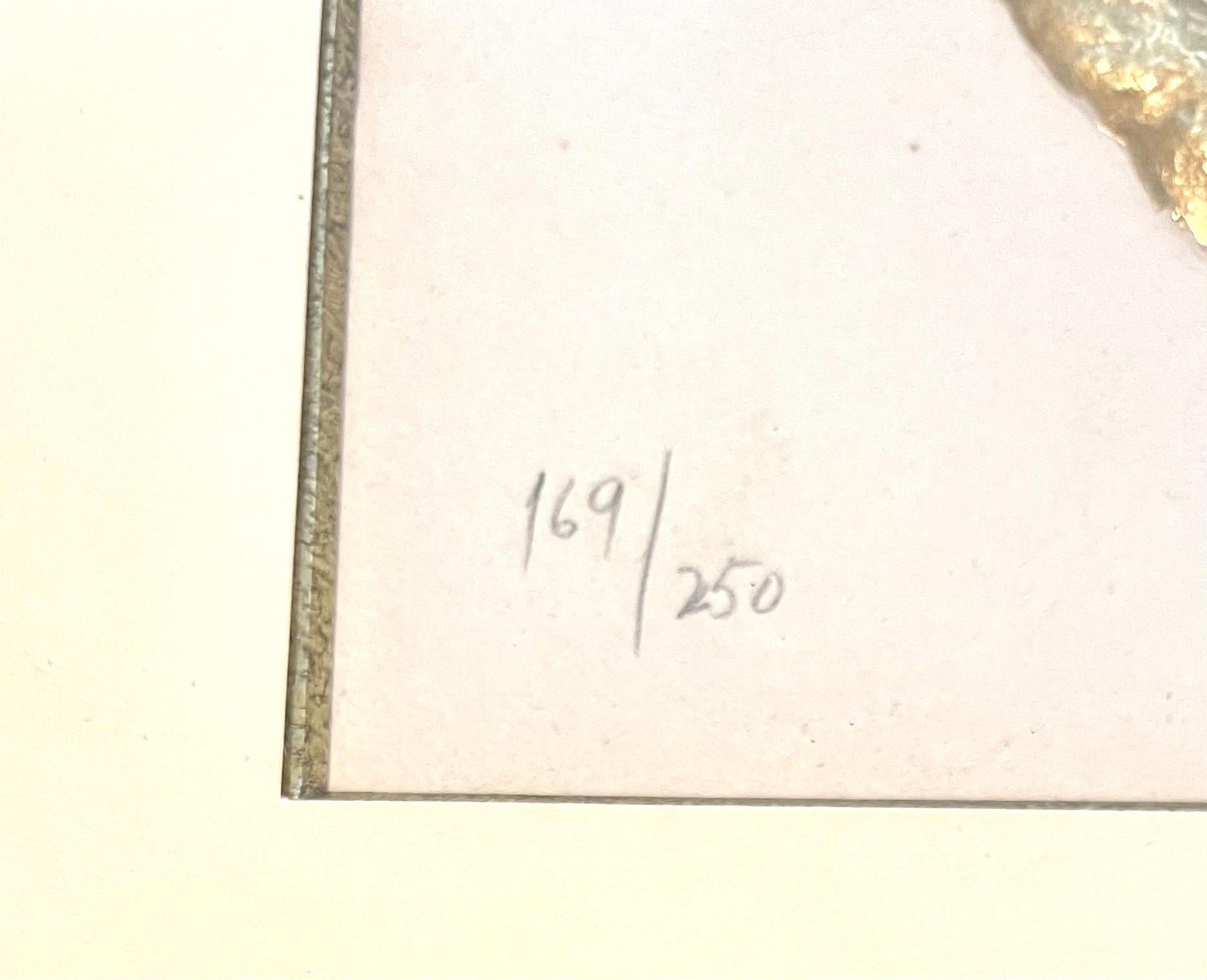 Seltene blattprägungsgeprägte Radierung aus 18 Karat Gold nach Georges Braque L''Oiseau d''Or im Angebot 4
