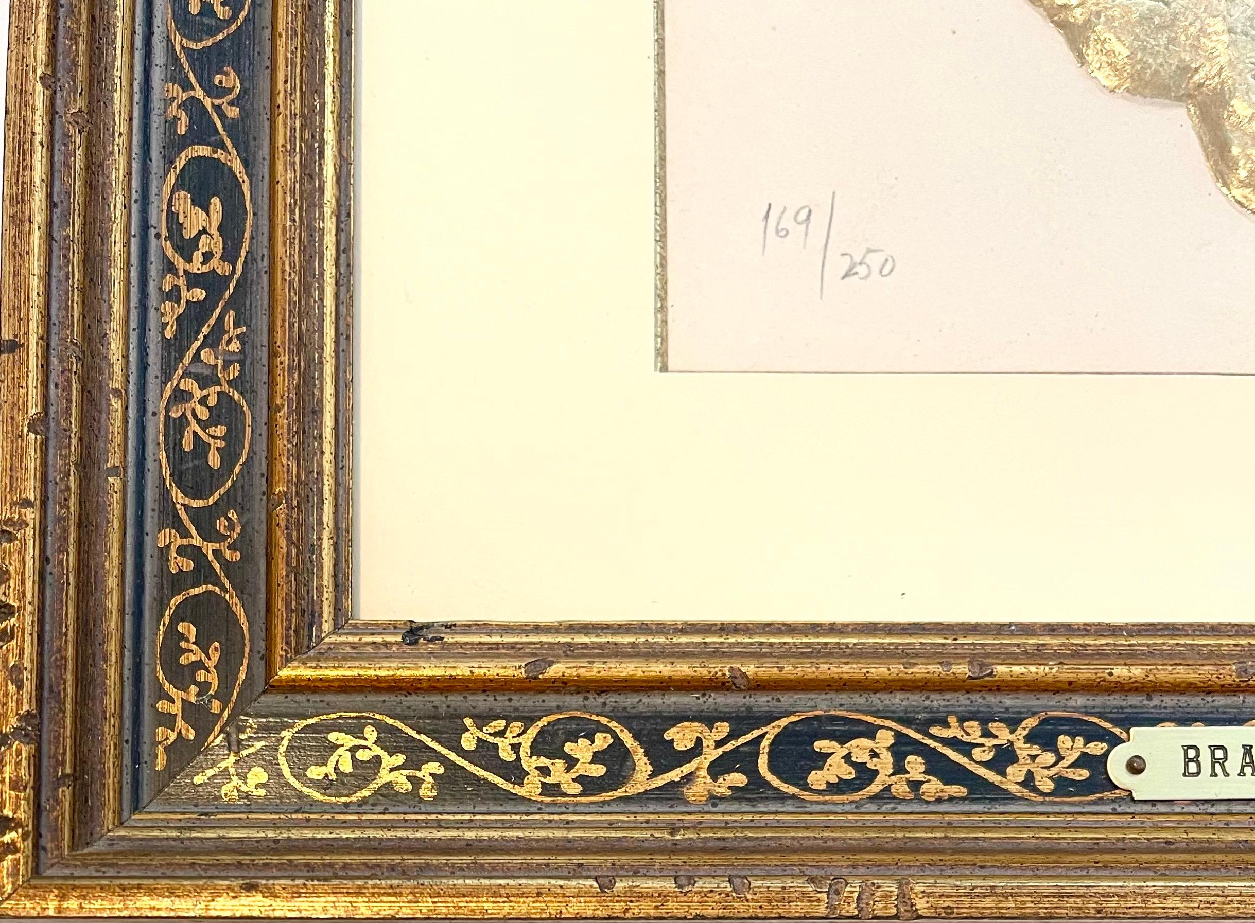 Rare 18 Karat Gold Leaf Embossed Etching After Georges Braque L'Oiseau d'Or For Sale 3
