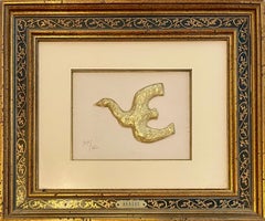 Rare 18 Karat Gold Leaf Embossed Etching After Georges Braque L'Oiseau d'Or