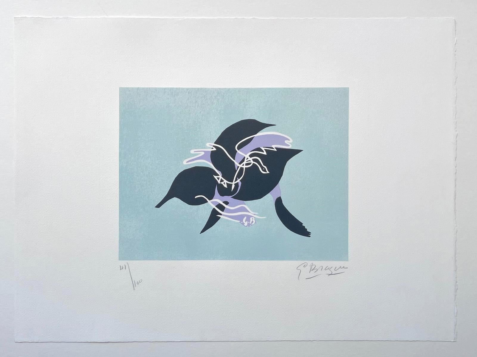 Greene & Greene I (Le cygne sur fond bleu-vert) - Print de Georges Braque