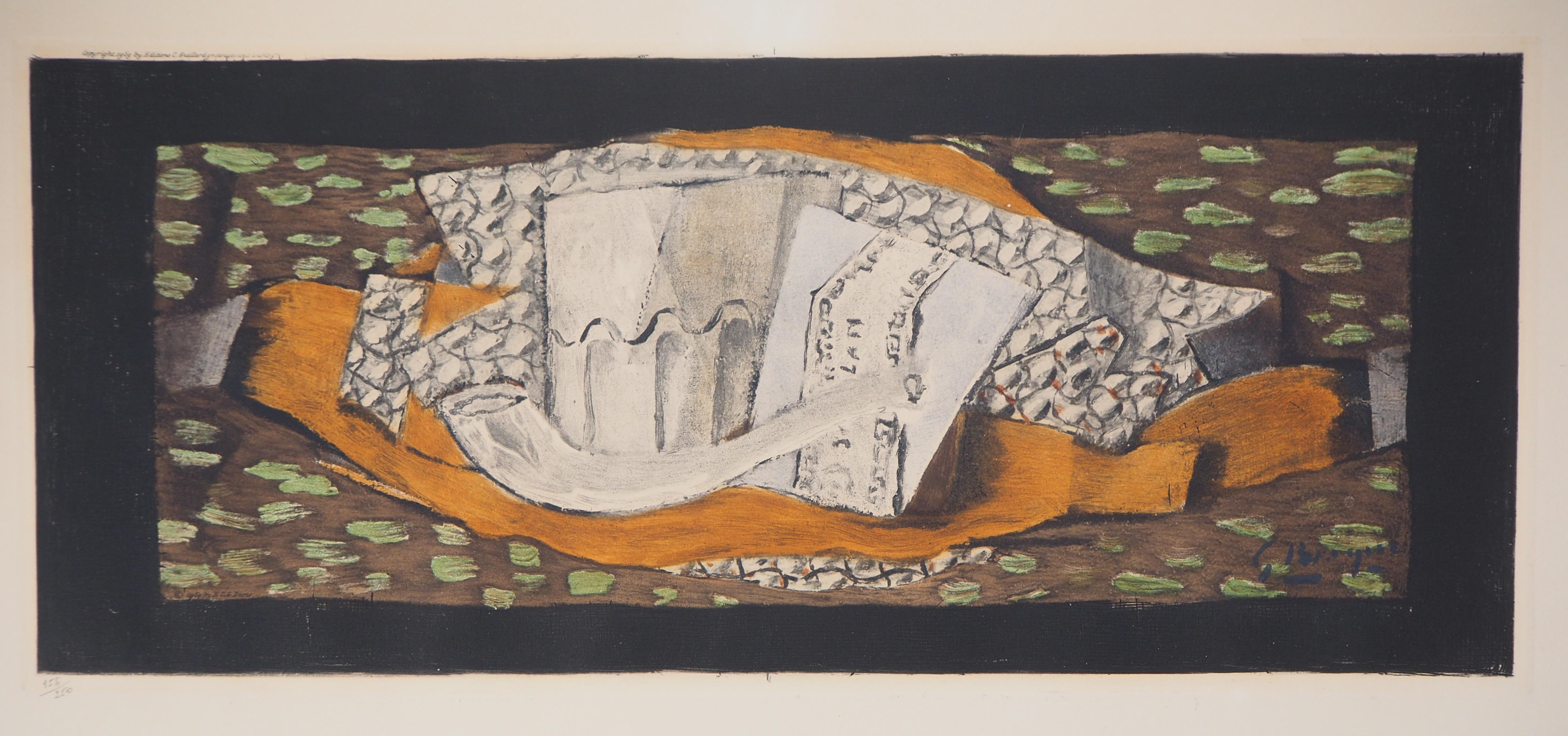 Georges Braque Still-Life Print - Still Life with Glass and Pipe - Original etching (Catalog Orozco # EAS 781)