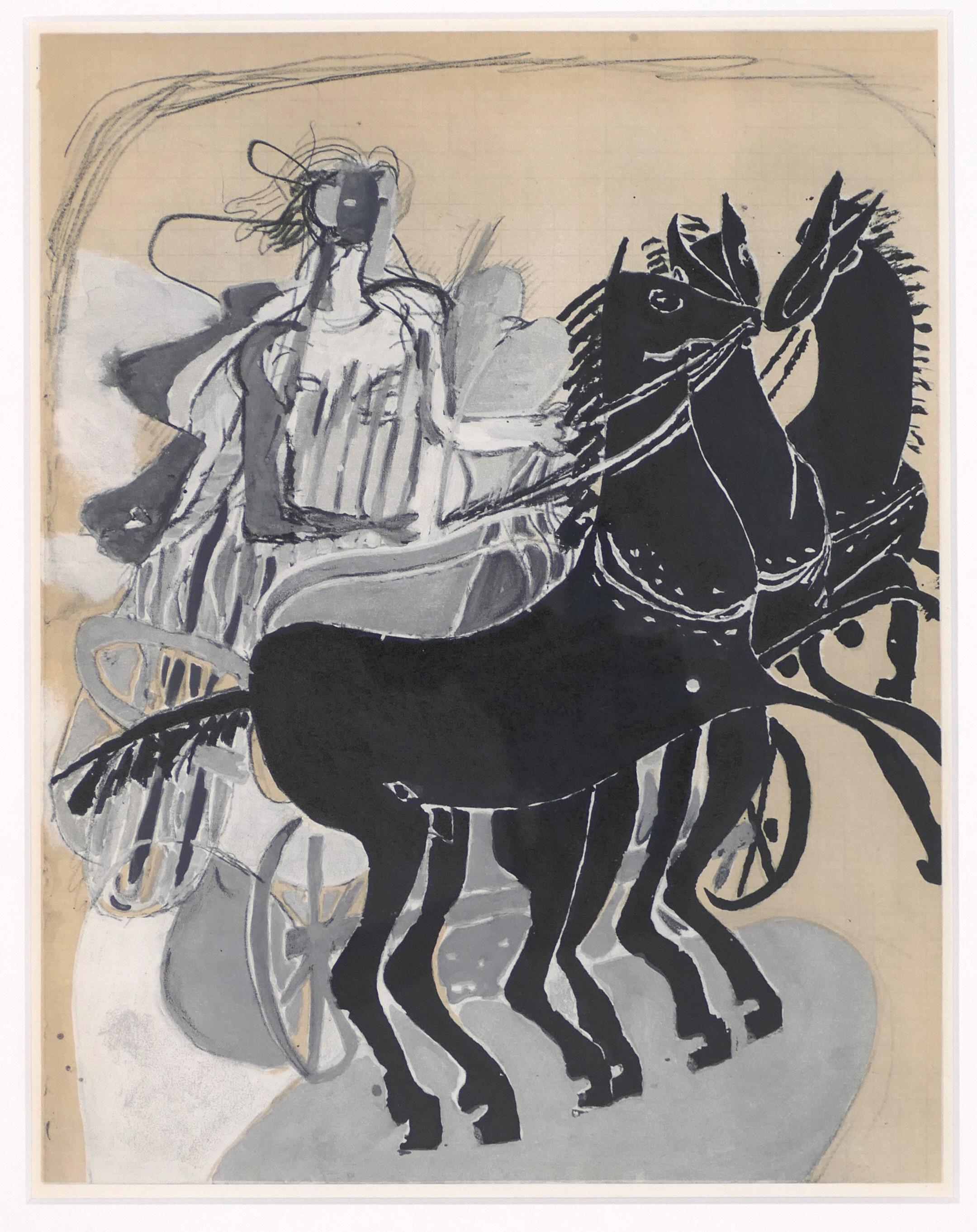 The Chariot - Original Lithograph by Georges Braque - 1955 2