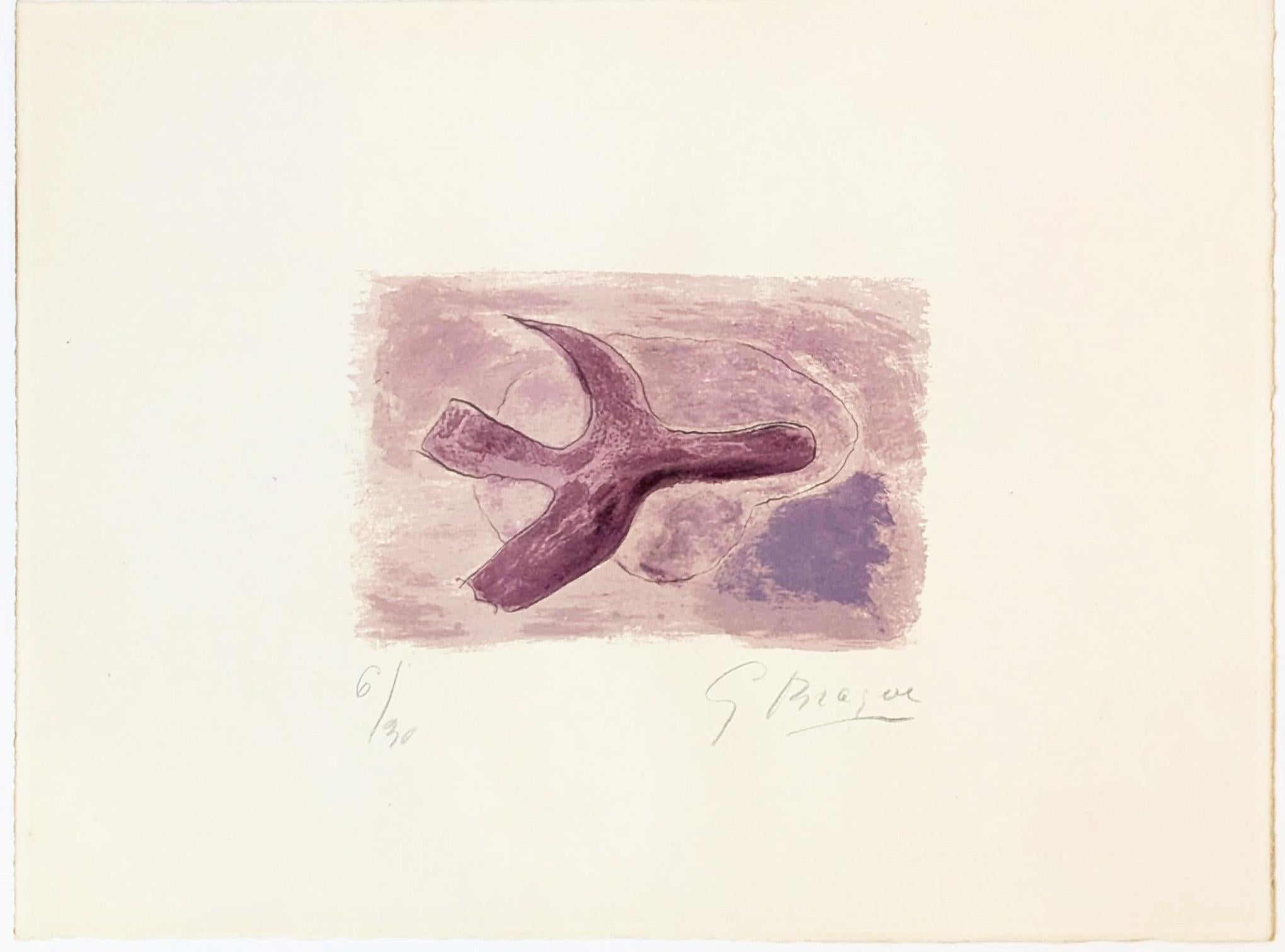 Abstract Print di Georges Braque - L'uccello viola