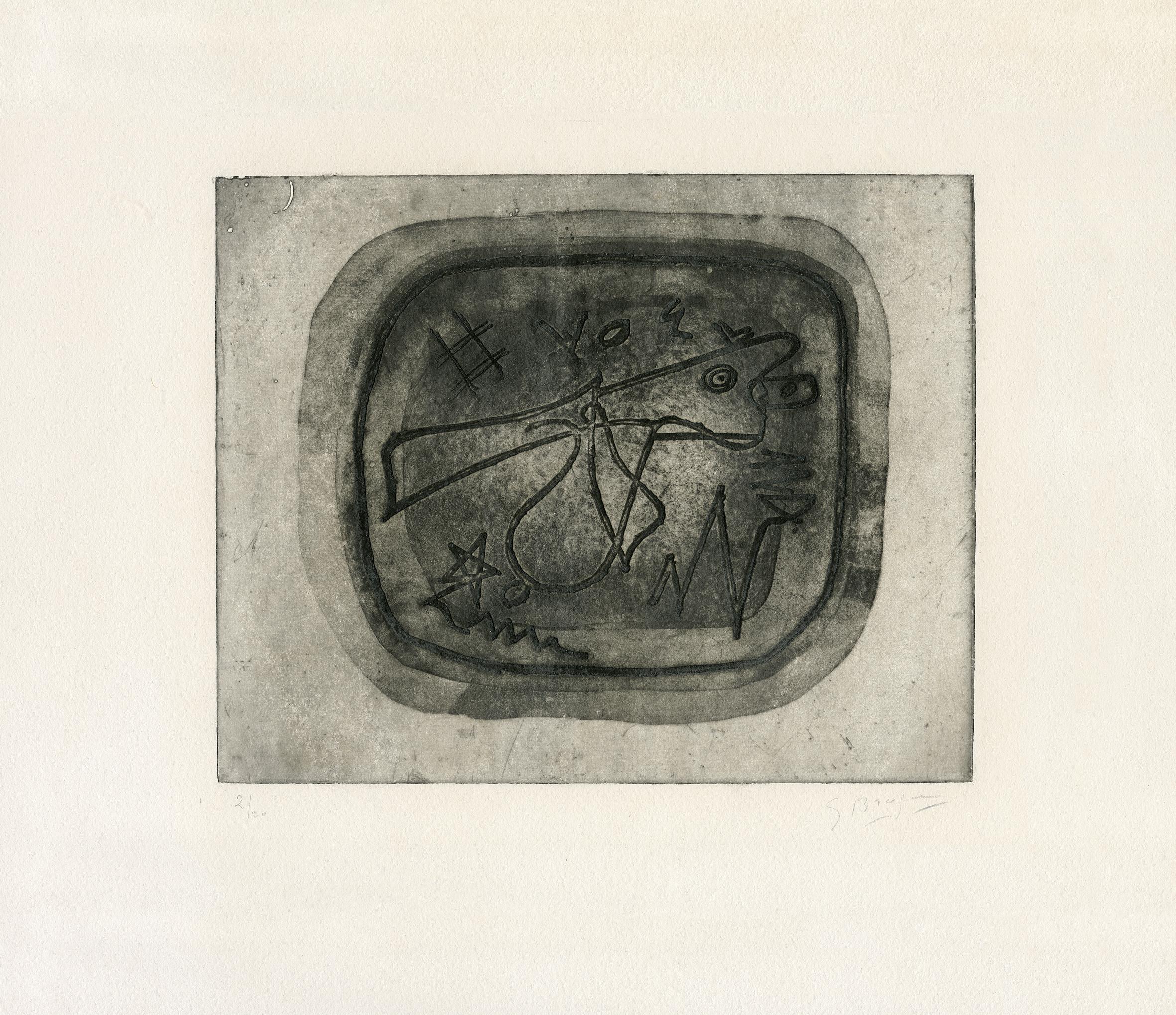 Théogonie II - Abstracto, Aguafuerte, Griego, Mitología, Antiguo, Negro, Gris